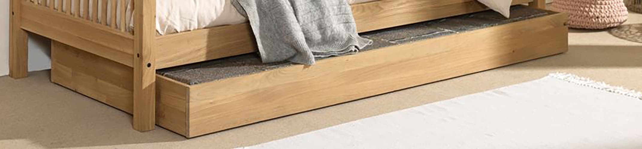 Home affaire Bettschubkasten Made in Europe,  mit Rollenführung, 90x90cm, auch als Stauraum nutzbar, Eiche geölt