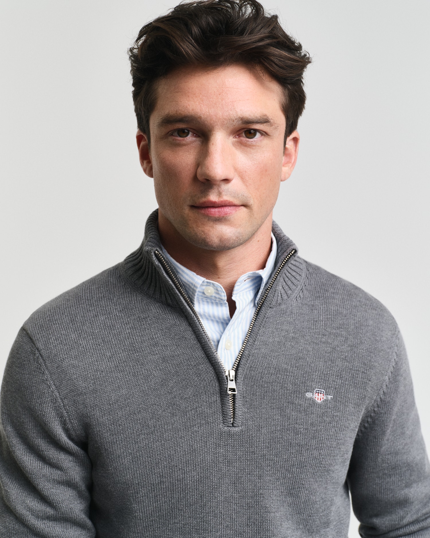 Gant Troyer »CASUAL COTTON HALF ZIP«, mit grafischer Logostickerei auf der Brust