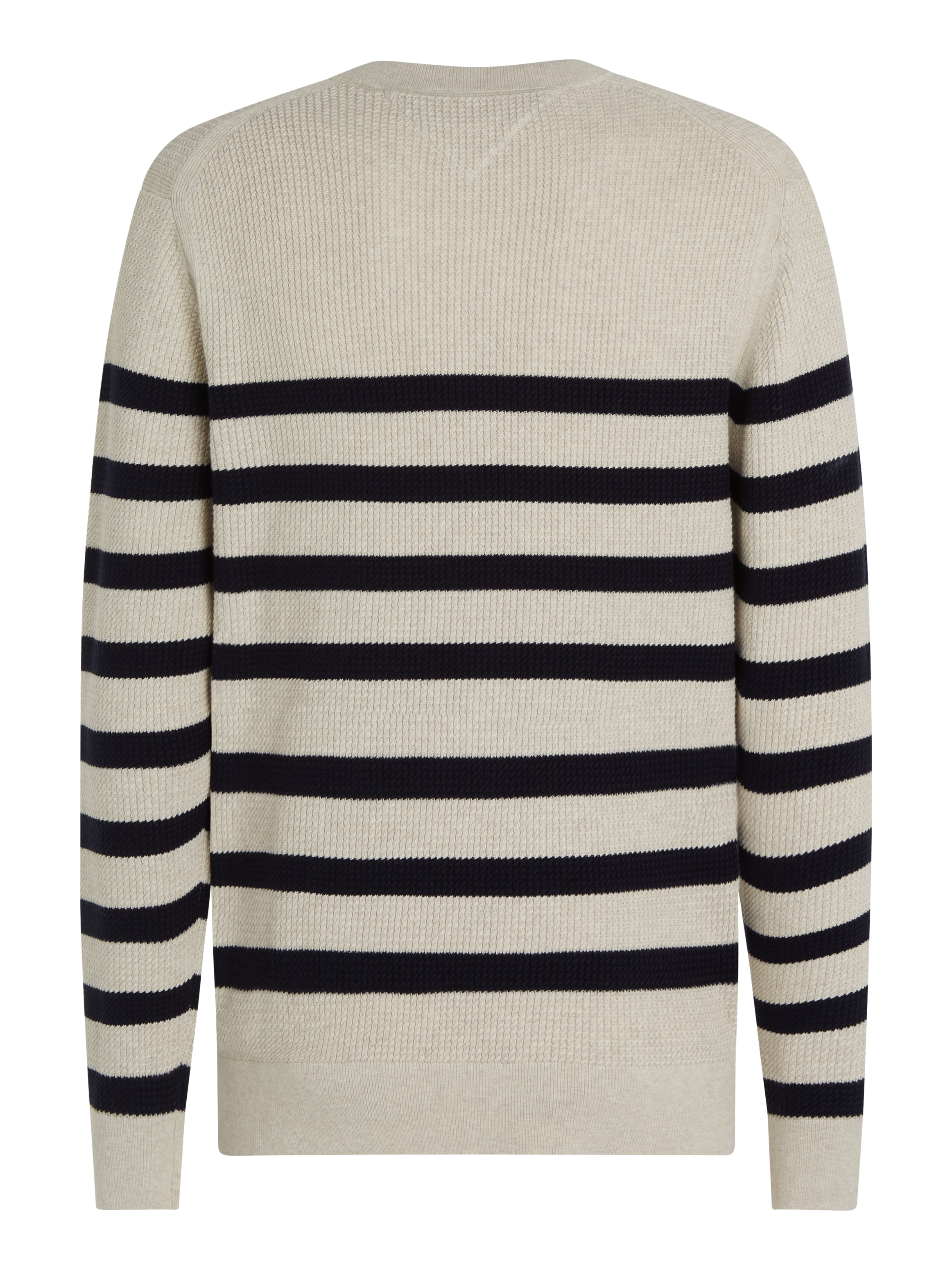 Tommy Hilfiger Strickpullover »STRUCTURE CREW NK«, mit kontrastfarbenen Streifen