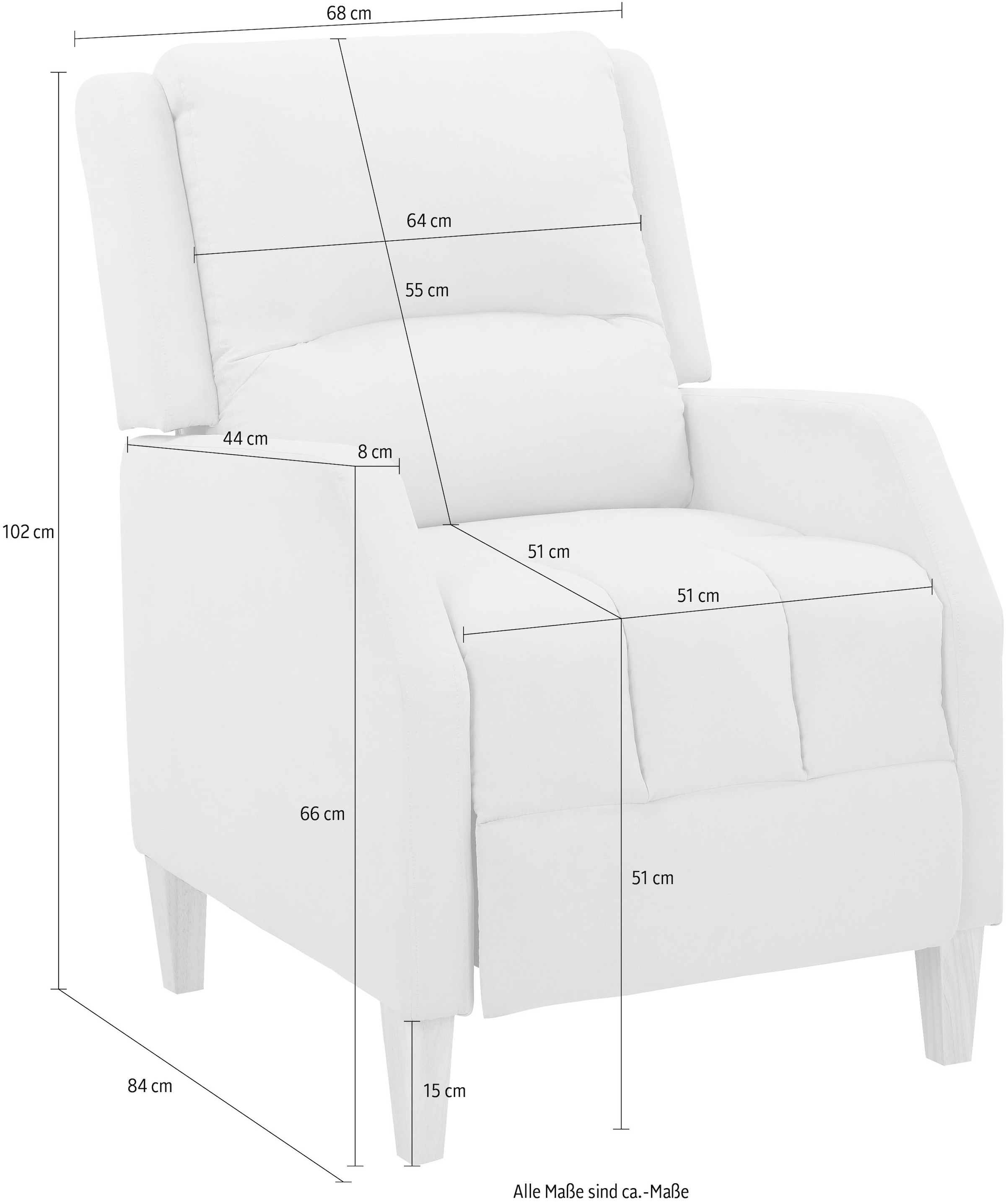 Home affaire Relaxsessel »Tholey, TV-Sessel, mit Schlaffunktion,«, (1 St.), mit Verstellung, Sitz und Rücken gepolstert, Sitzhöhe 51cm