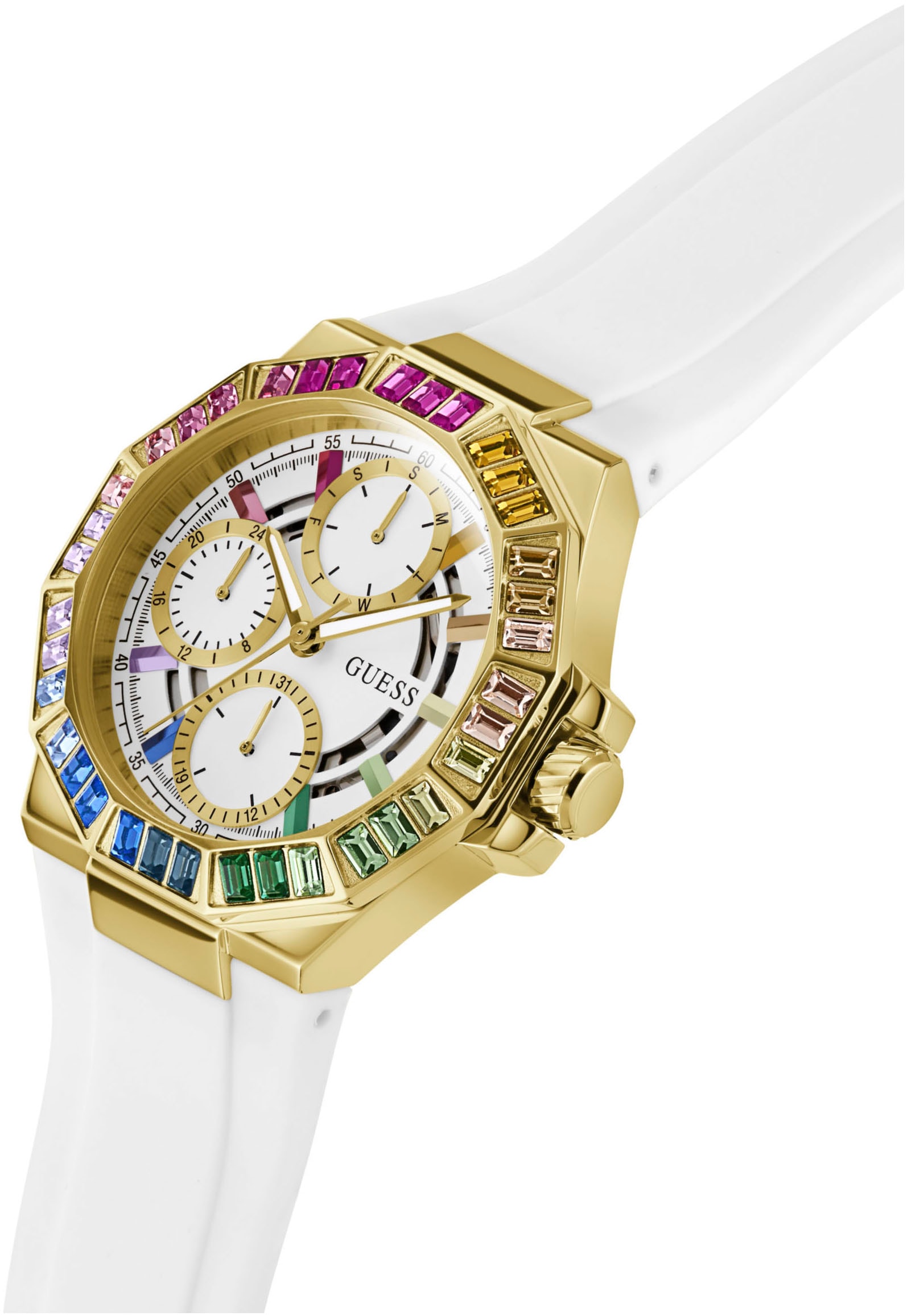 Guess Multifunktionsuhr »SELENE«, Quarzuhr, Armbanduhr, Damenuhr, Datum, 12/24-Std.-Anzeige