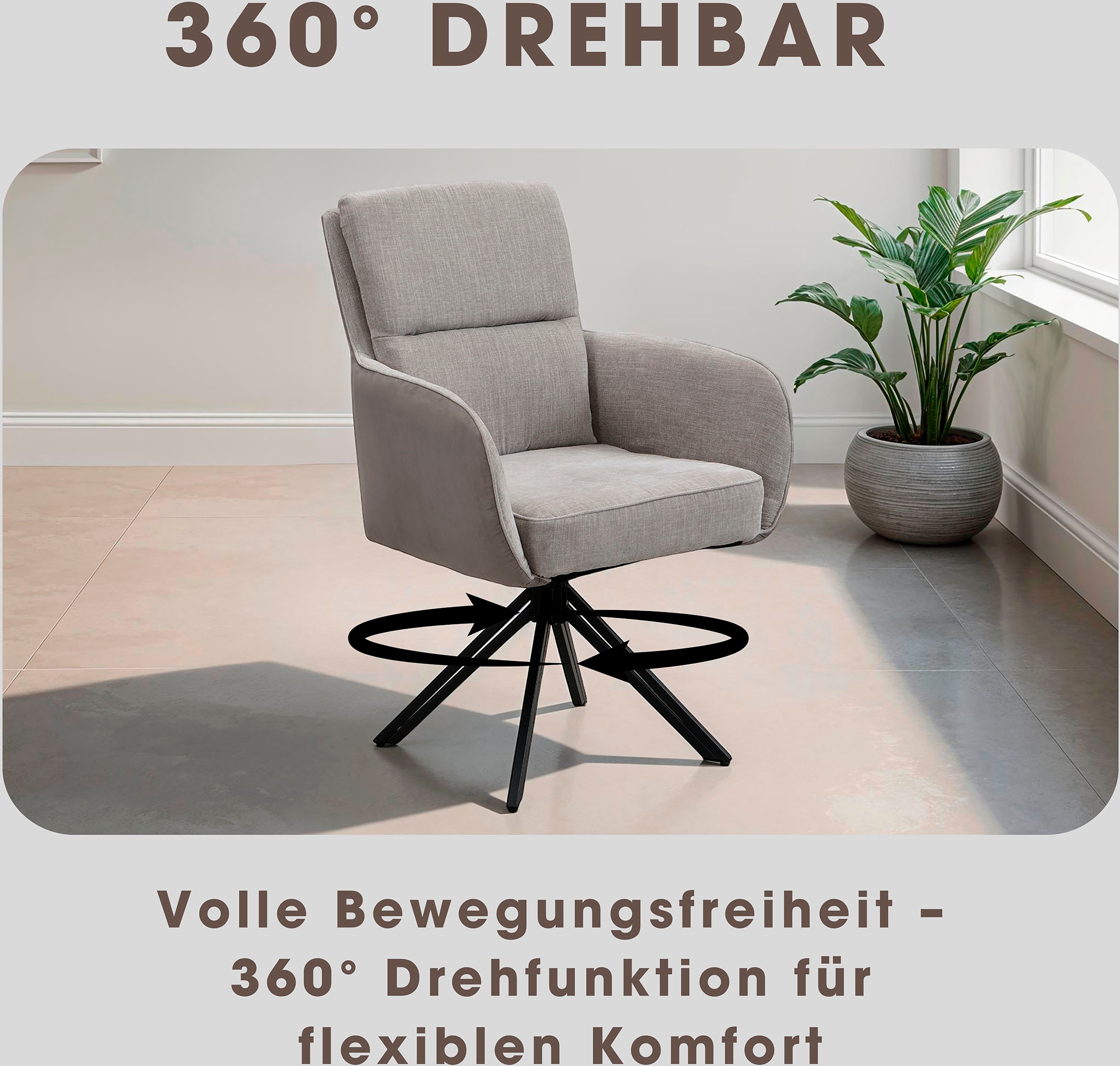 byLIVING Esszimmerstuhl »Tino« (Set) 2 Stk.360 Grad drehbar mit Federkernpolsterung, hochwertige Polsterbezüge