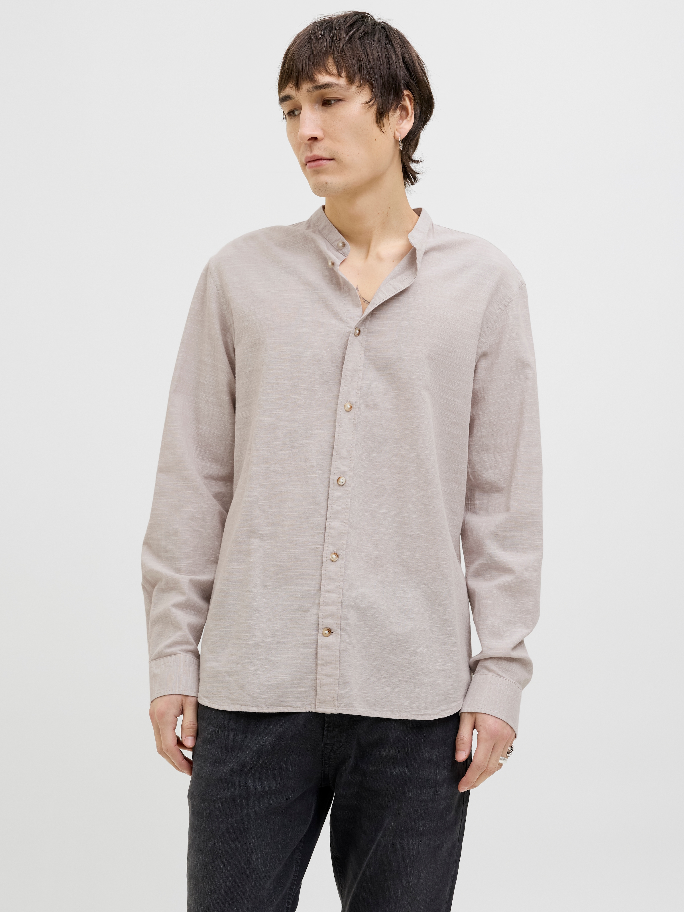 Jack & Jones Langarmhemd »JJESUMMER BAND SHIRT LS SN« mit Bandkragen