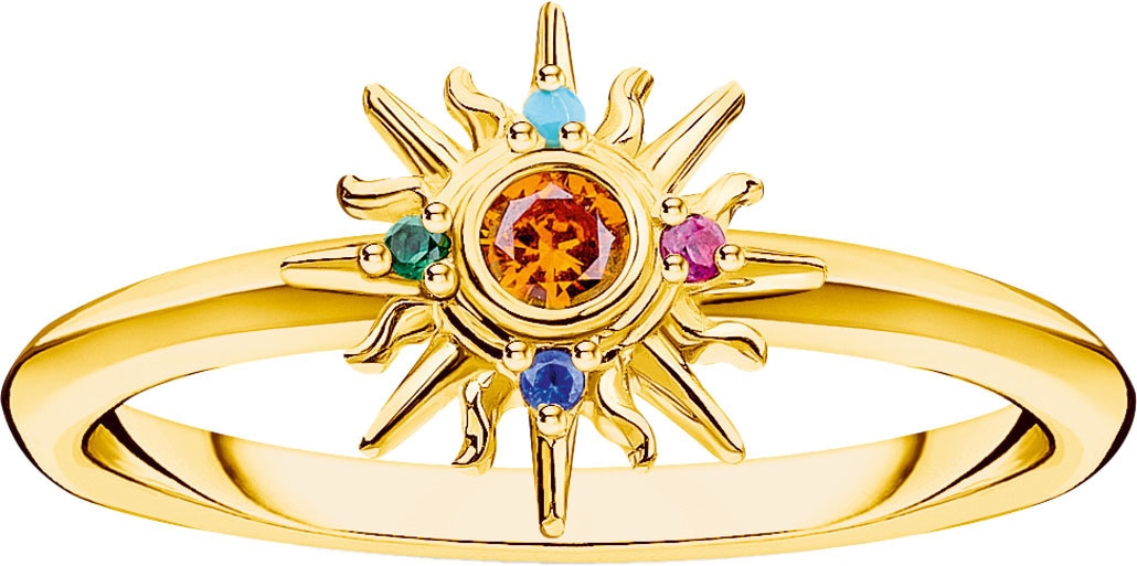 THOMAS SABO Fingerring »Festival Vibes: Ring mit Sonne, TR2458-488-7-52-60«, mit Glas-Keramik...