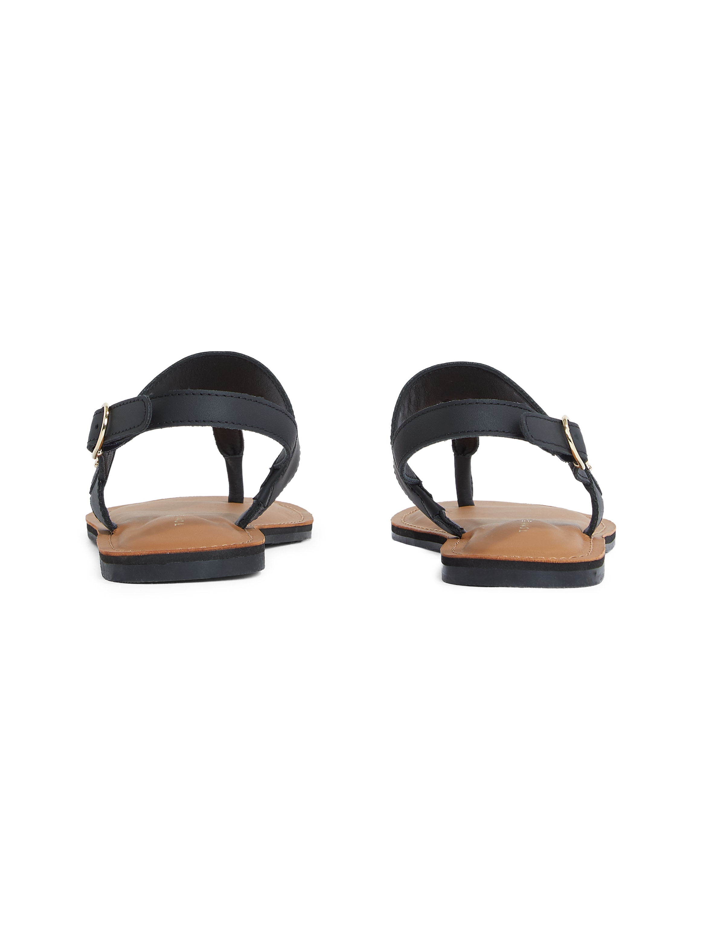 Tommy Hilfiger Riemchensandale »LEATHER THONG SANDAL«, Sandalette, Sommerschuh, Flats mit Zehensteg