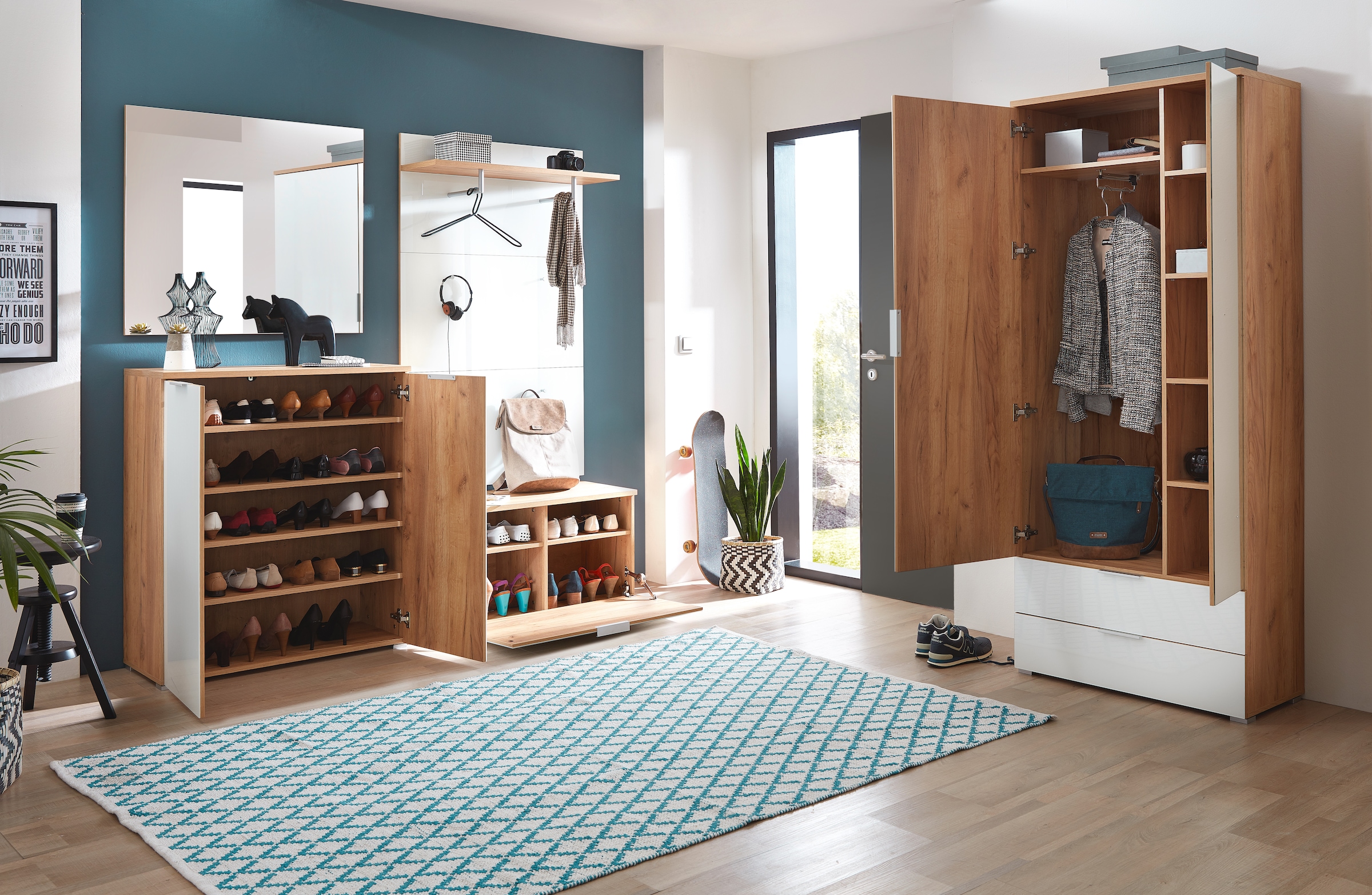 GERMANIA Schuhschrank »GW-Telde«, mit weißen Glas-Fronten