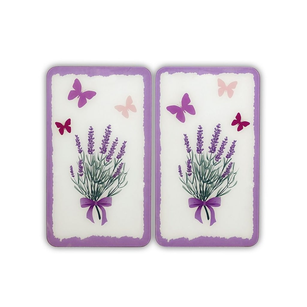 WENKO Herd-Abdeckplatte »Lavendel-Bouquet«, (Set, 2 tlg.)