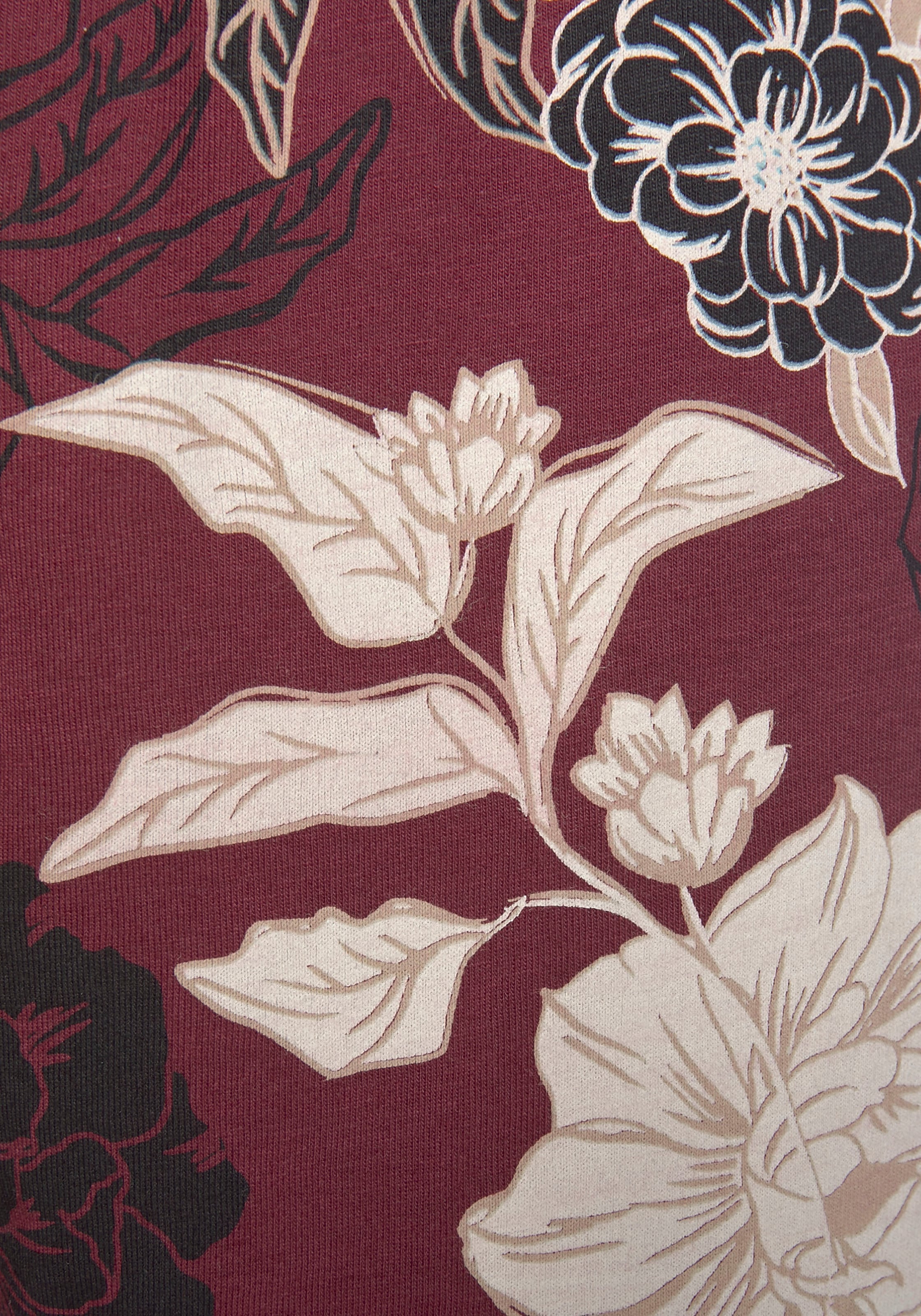 s.Oliver Pyjama, (2 tlg., 1 Blumen-Dessin im Stück), mit ♕ bei Streifen-Details