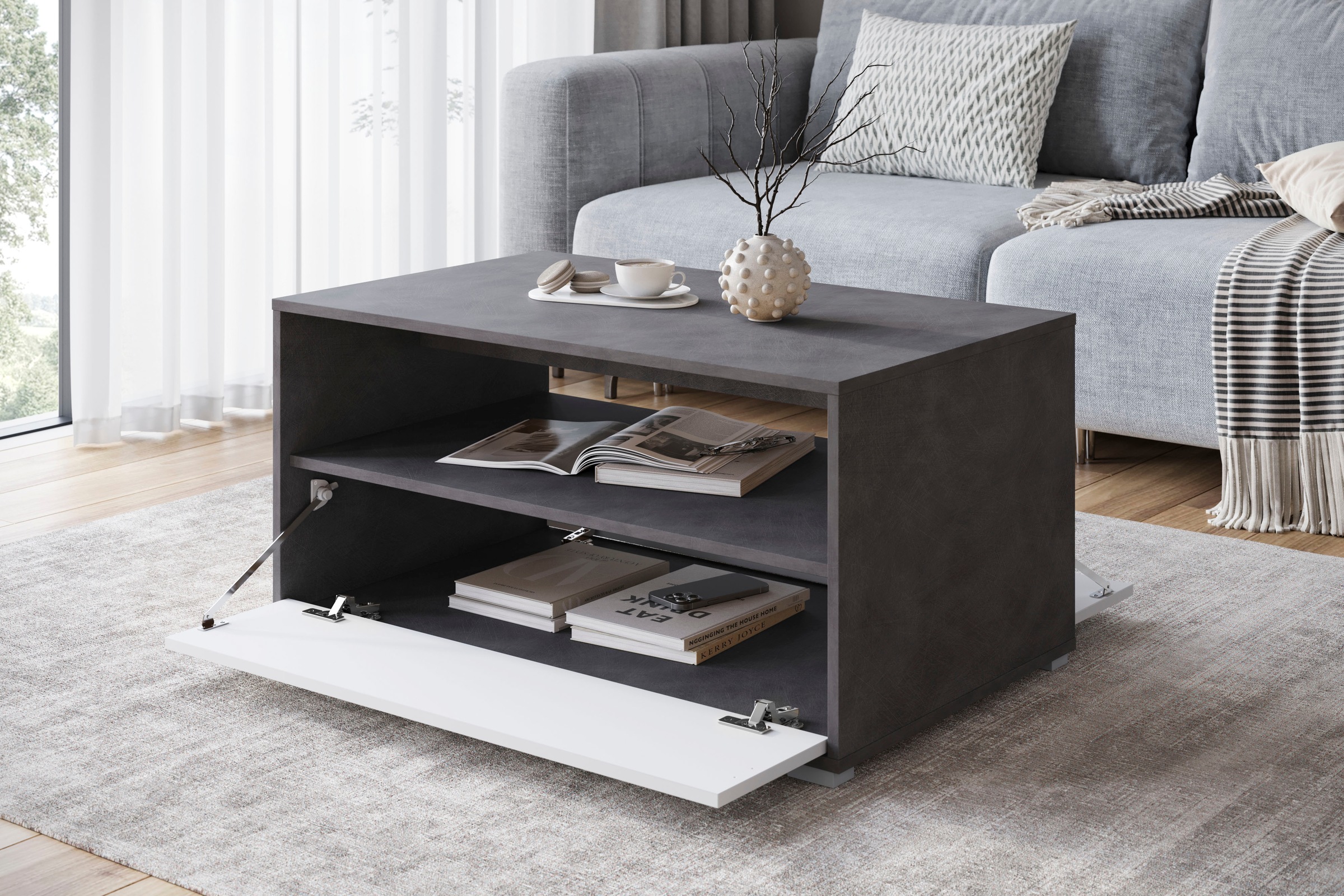 Home affaire Couchtisch »Kenia« 1 Stk. tlg. Rechteckiger Kaffeetisch, 90x55 cm, mit offenem und geschlossenem Fach