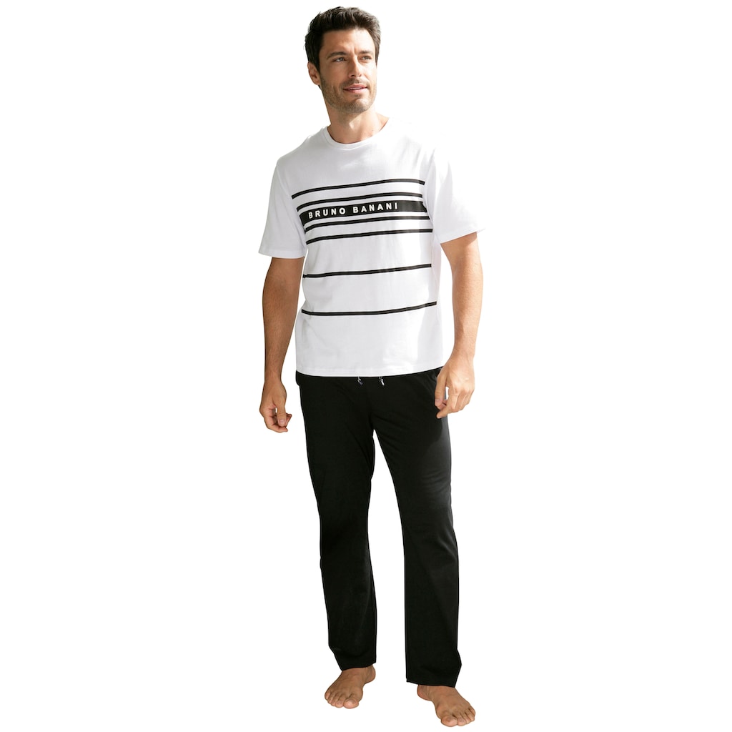 Bruno Banani Schlafanzug, (Spar-Set, 3 tlg., 3 Stück), Shirt mit Shorts und langer Hose