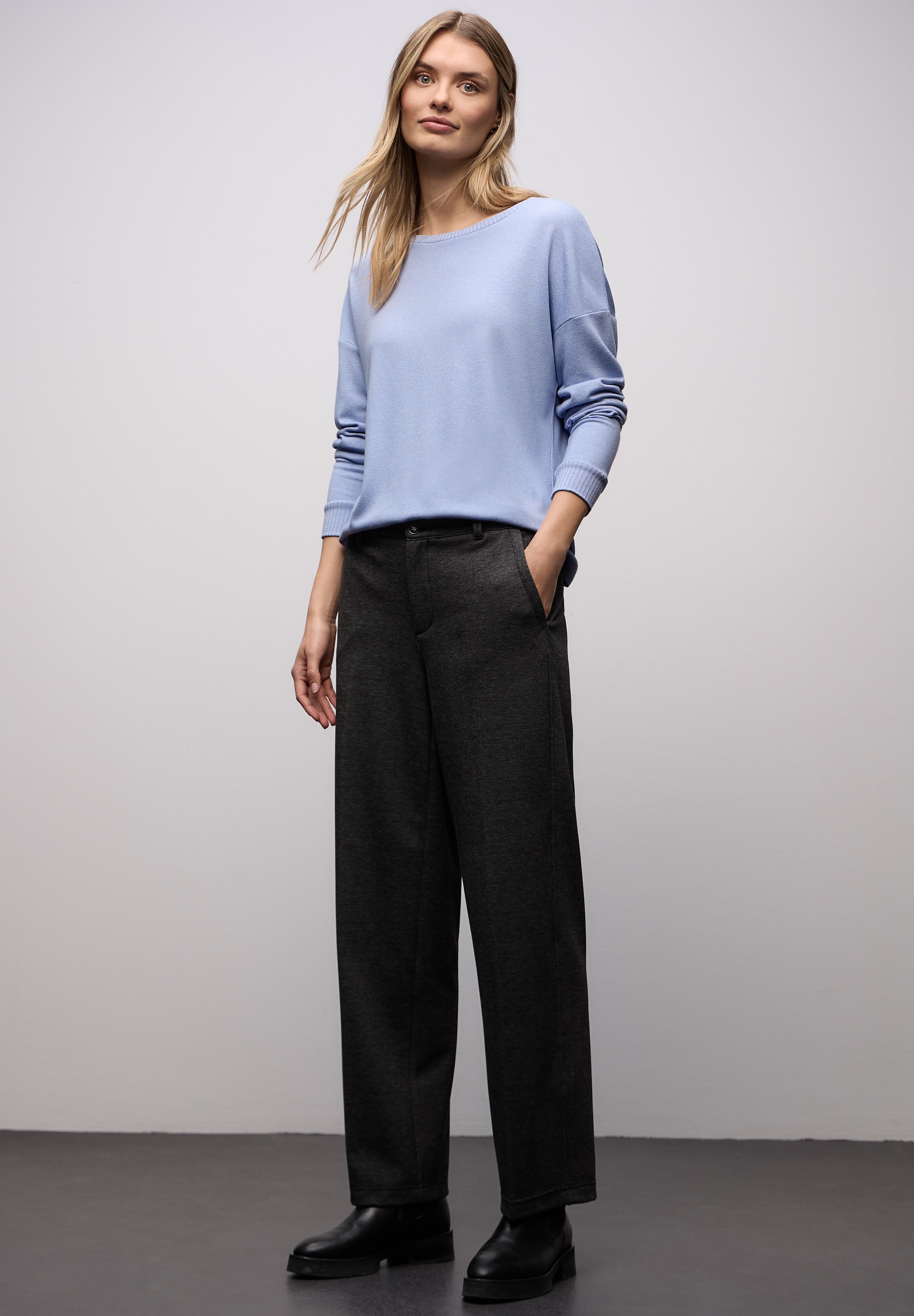 STREET ONE Langarmshirt im Melange Look