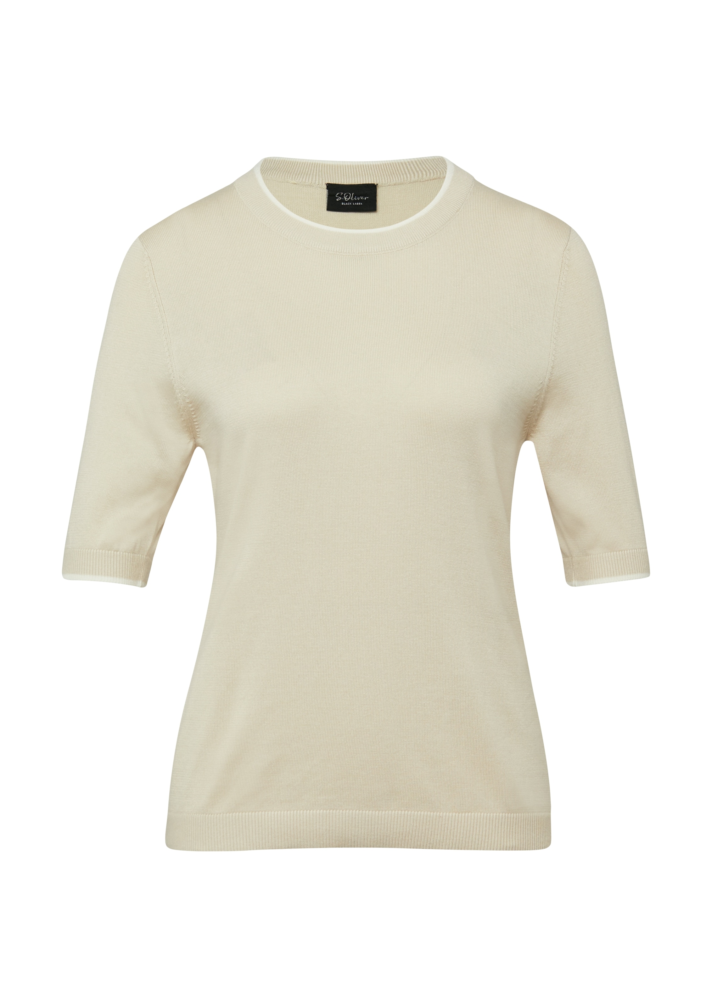 s.Oliver BLACK LABEL Rundhalspullover mit Rippbündchen
