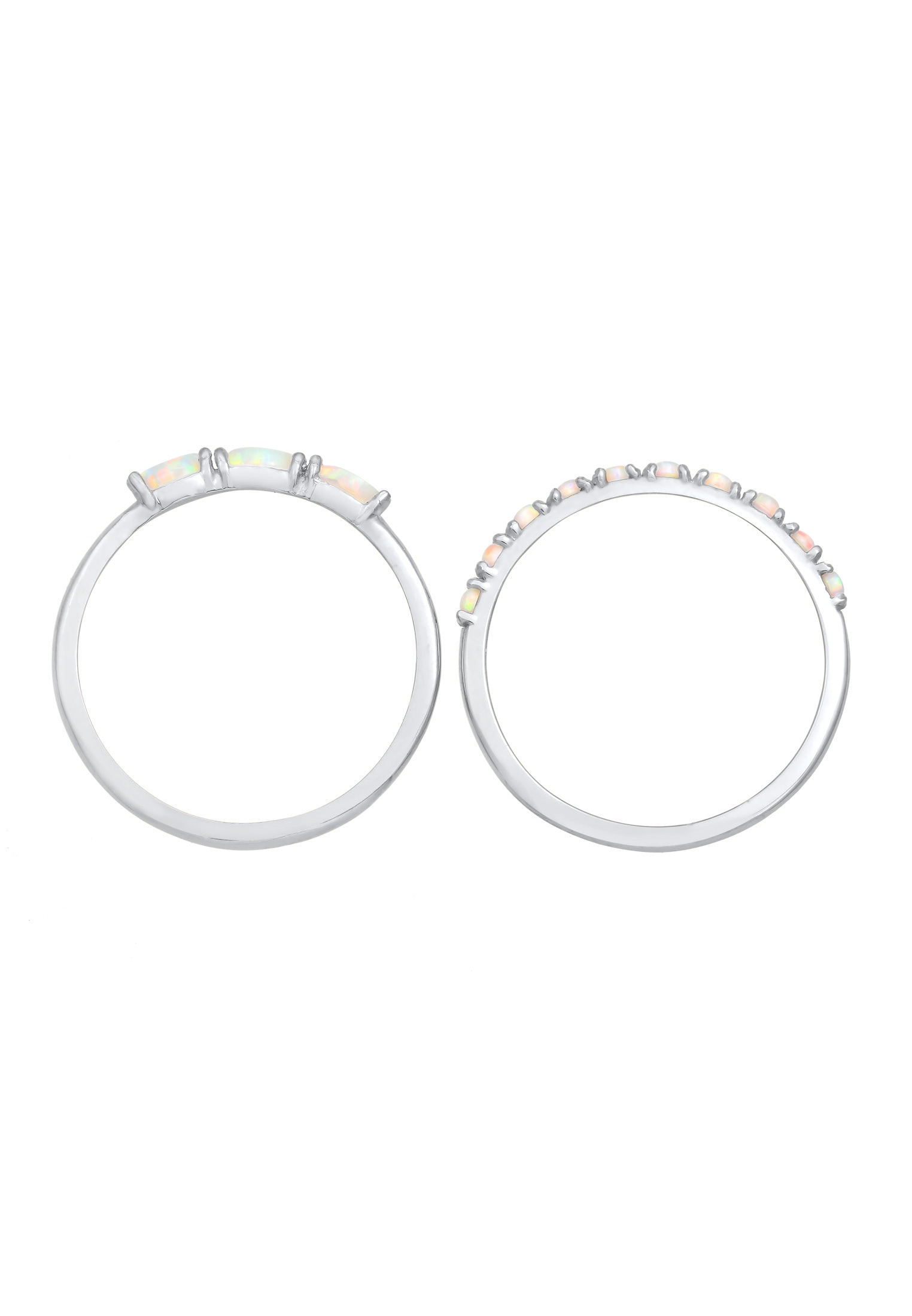 Elli Ring-Set »Ring Vintage Cabochon Opal 2er-Set 925 Sterling Silber vergoldet«