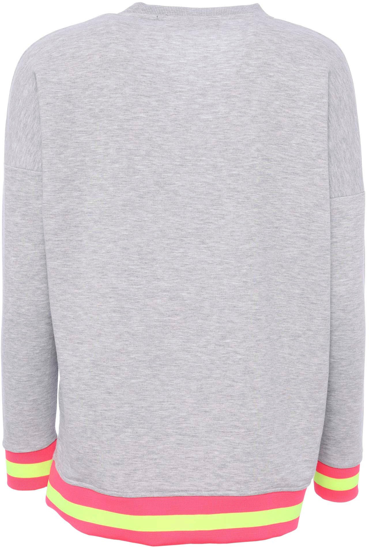 Zwillingsherz Sweatshirt, Langarm, Neon-Details, V-Ausschnitt, Schriftzug