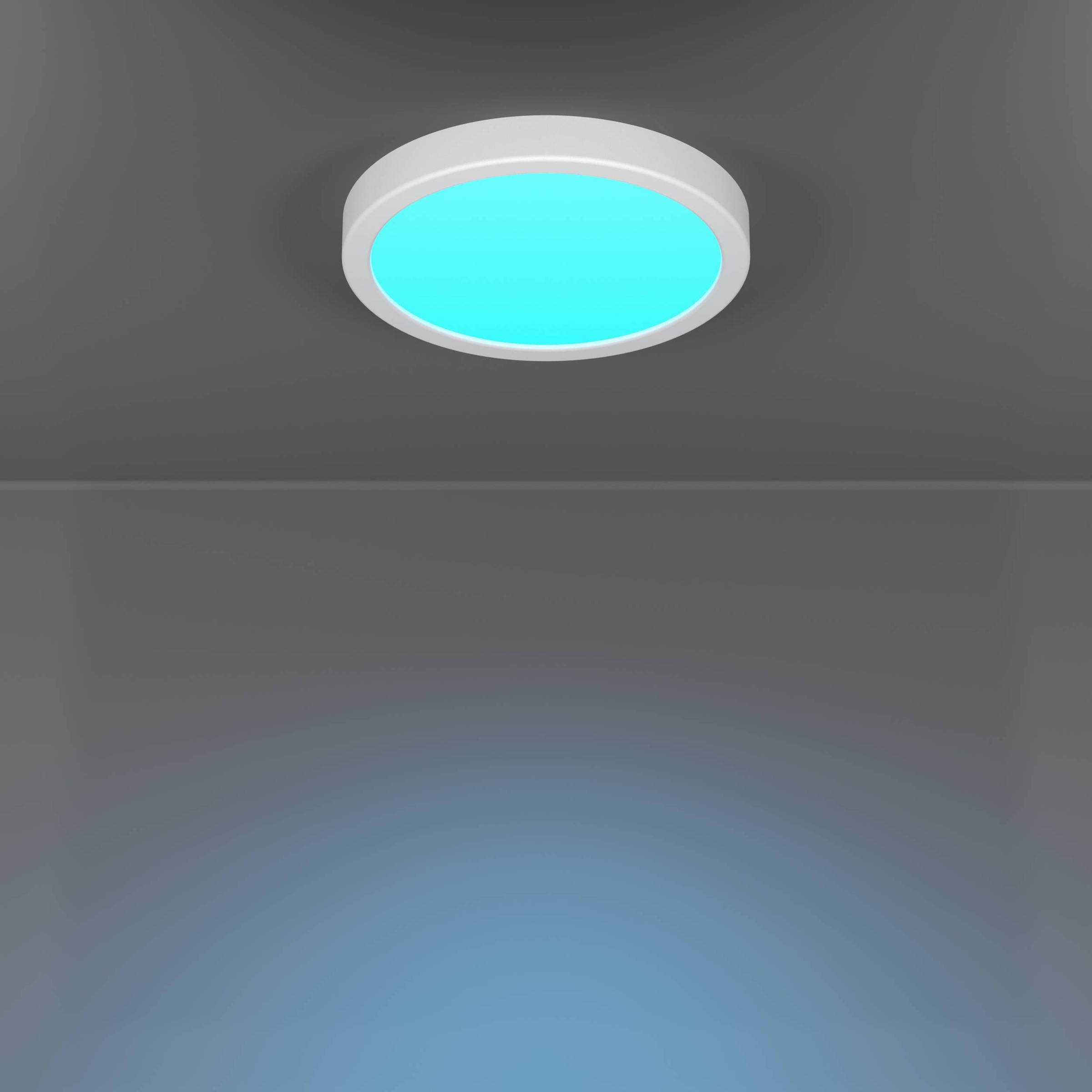 EGLO Aufbauleuchte »Fueva 6-Z Deckenlampe, ZigBee, App und Sprachsteuerung, Badlampe, IP44« LED-Modul 1 Stk. Kaltweiß | RGB Aufbauleuchte - H2,5 x Ø21,1 cm - weiß - 11,2W inkl.