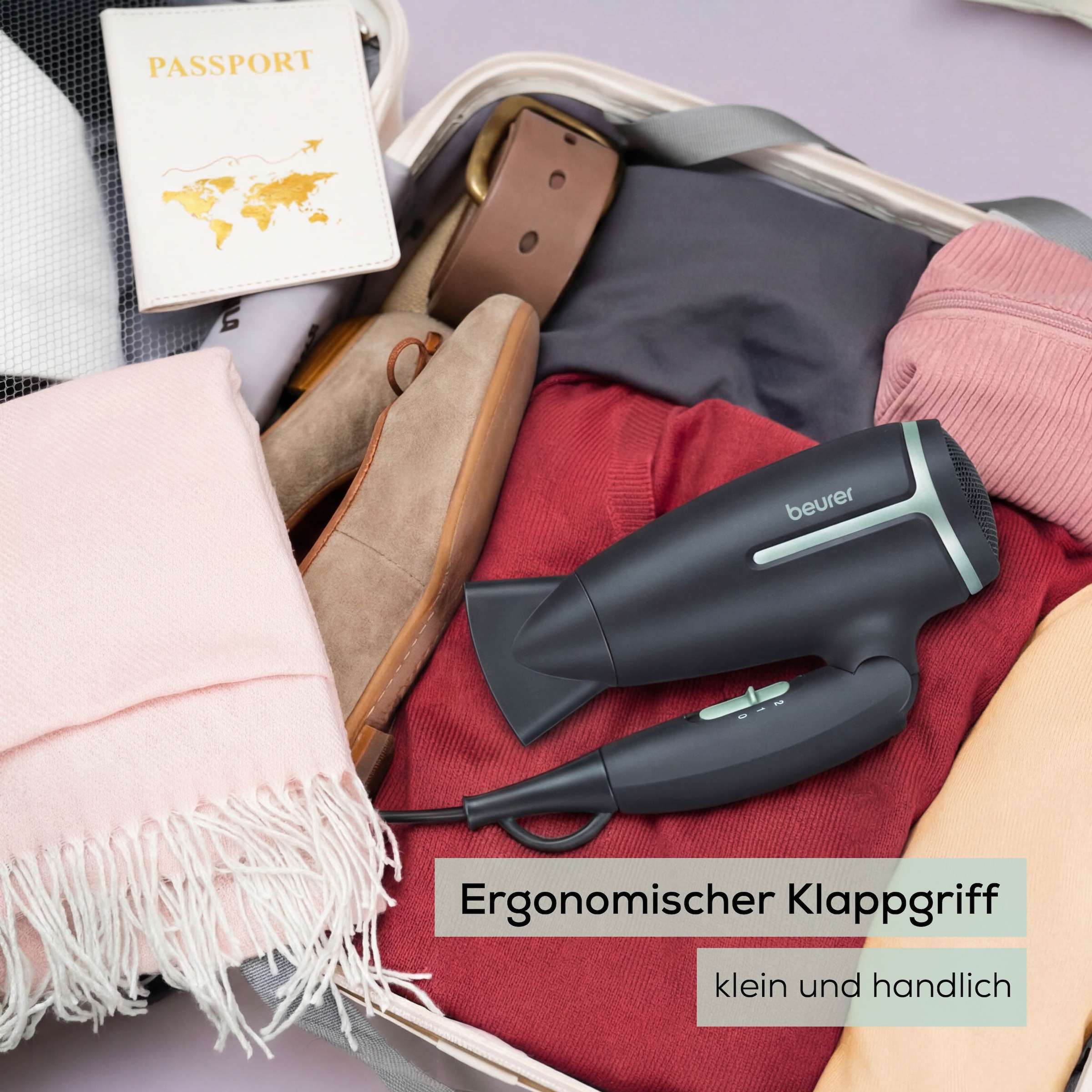 BEURER Reisehaartrockner »HC 25 Limited Edition 2026 mit Kaltluftstufe« 1.600 W Mit manuelle Spannungsumschaltung, zur weltweiten Nutzung geeignet