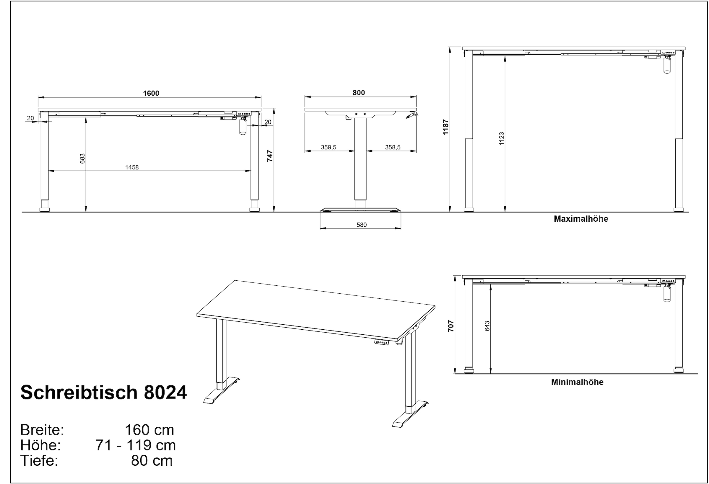 GERMANIA Büromöbel-Set »GW-Rovigo«, (3 tlg.), Schreibtisch elektrisch höhenverstellbar