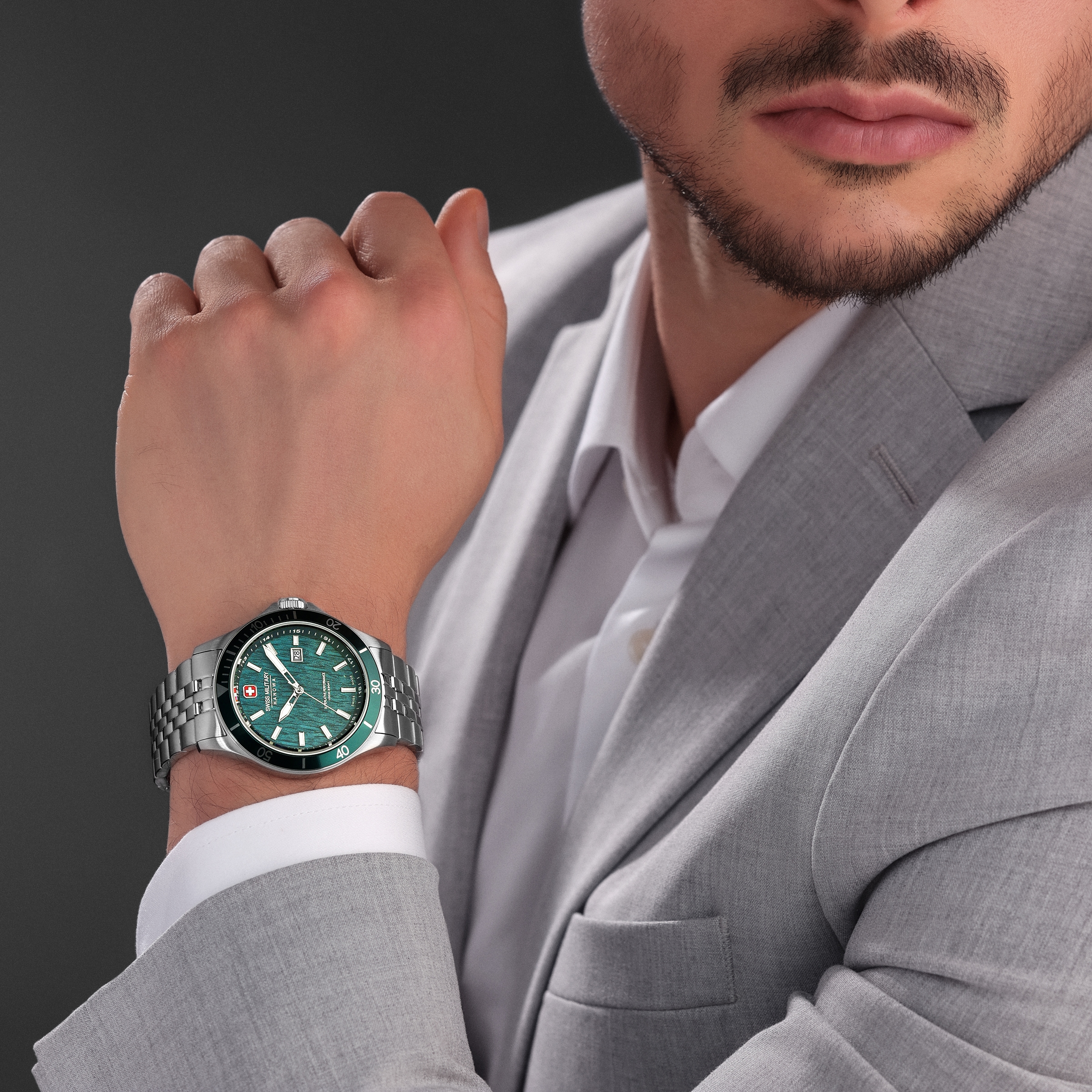 Swiss Military Hanowa Quarzuhr »Flagship Elements« Armbanduhr, Herrenuhr, Swiss Made, Edelstahlarmband, analog, Tag