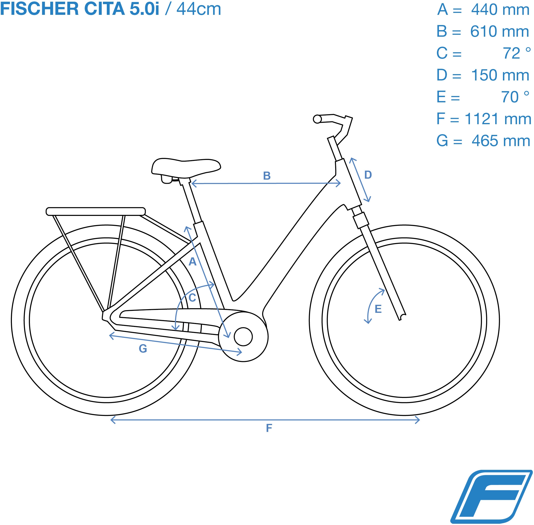 E-Bike FISCHER bei Gang 7 »CITA 5.0i Fahrrad 504«,