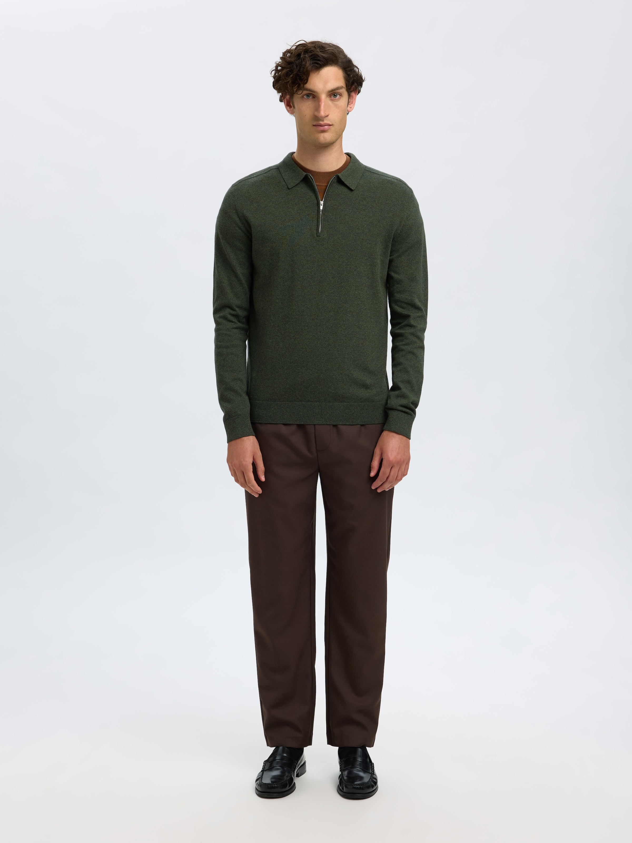 SELECTED Polokragenpullover »SLHBERG LS HALF ZIP POLO NOOS«