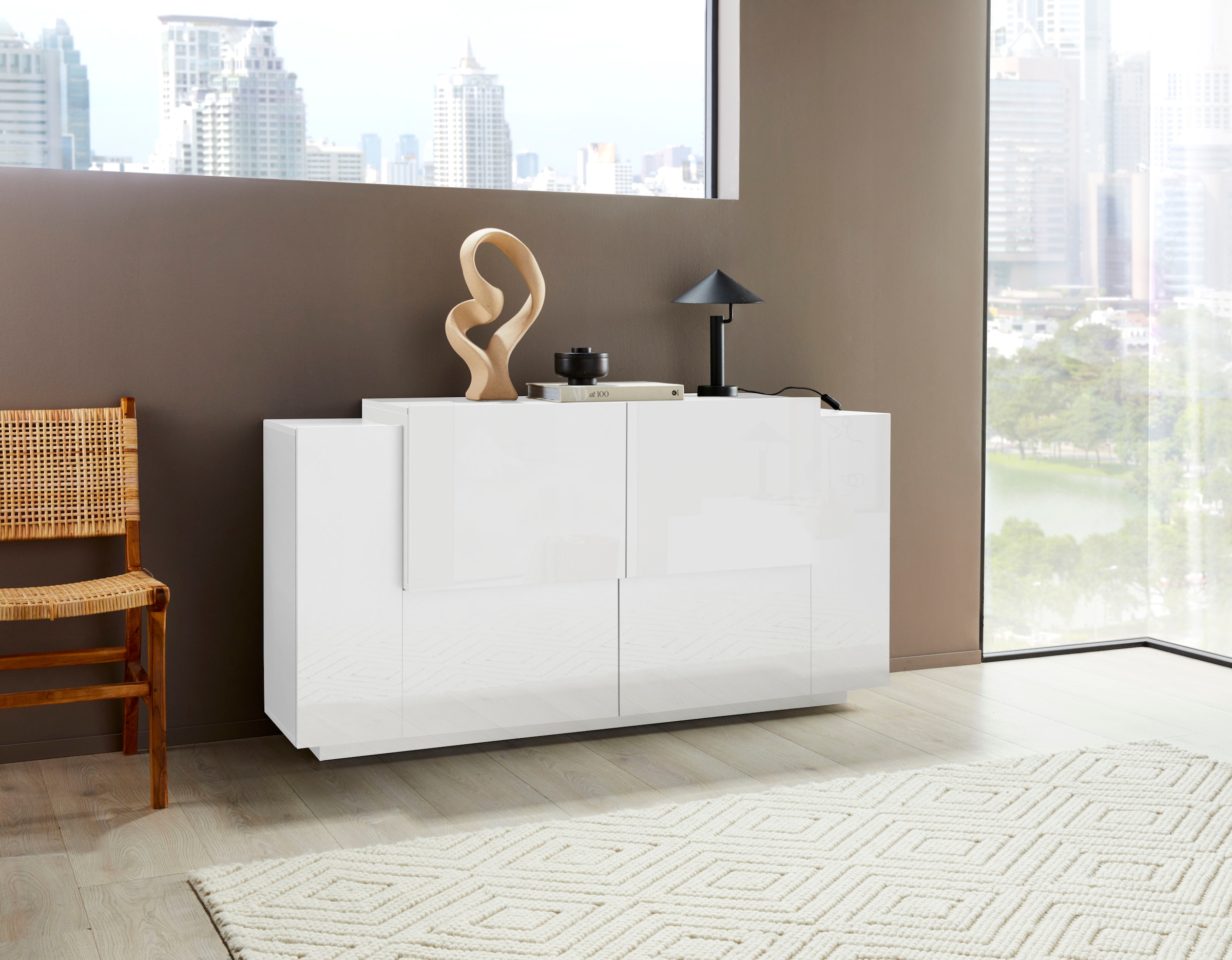 INOSIGN Sideboard »Coro, Kommode, Schrank, Kredenz, grifflos mit Einlegeböden«, 4 Türen, Doppeltiefe, B/T/H 160x86x45cm