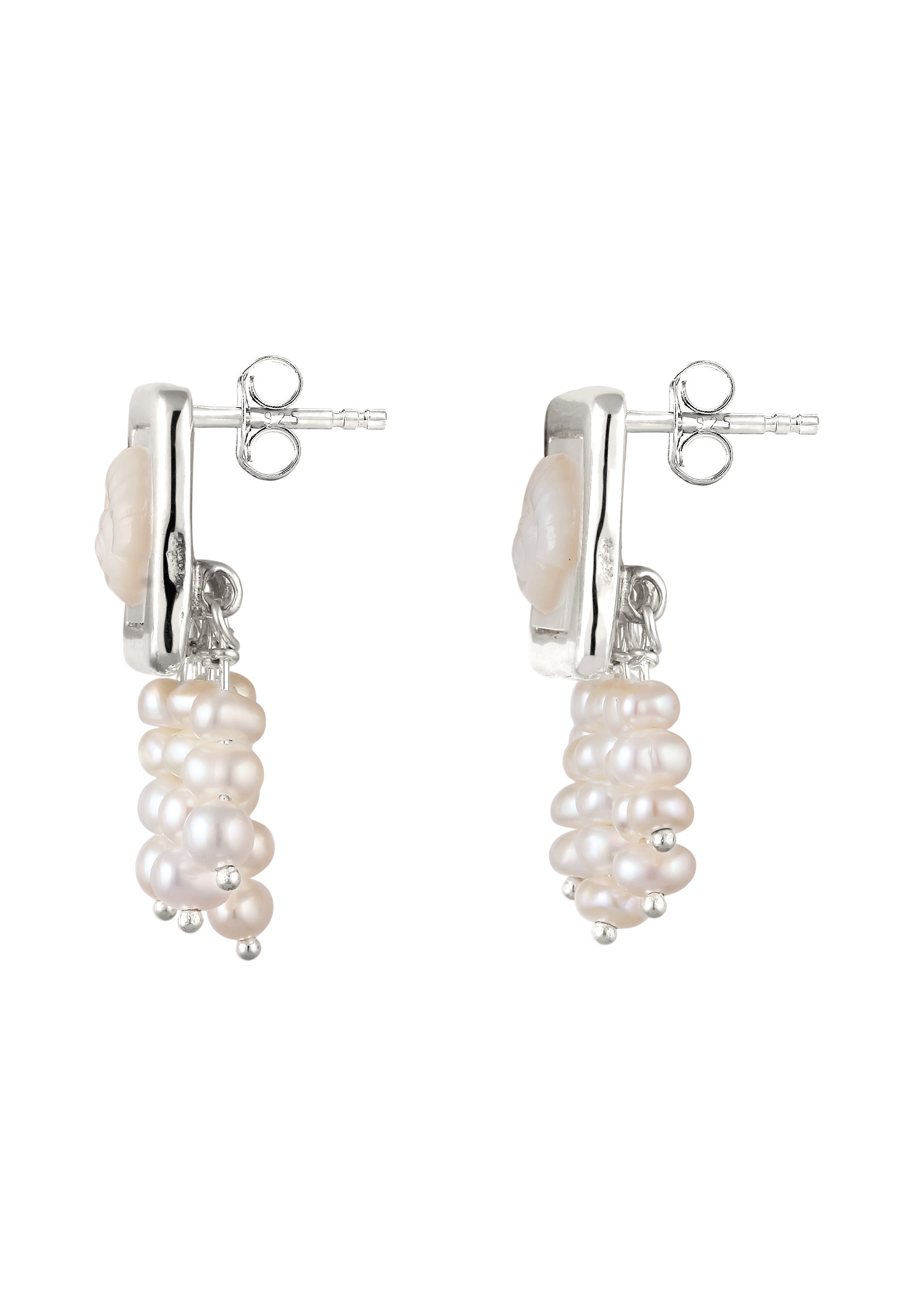 HAZE & GLORY Paar Ohrstecker »Ohrringe Ohrstecker Perlmutt Muschel Süßwasserzuchtperlen Weiß 925 Sterling Silber«