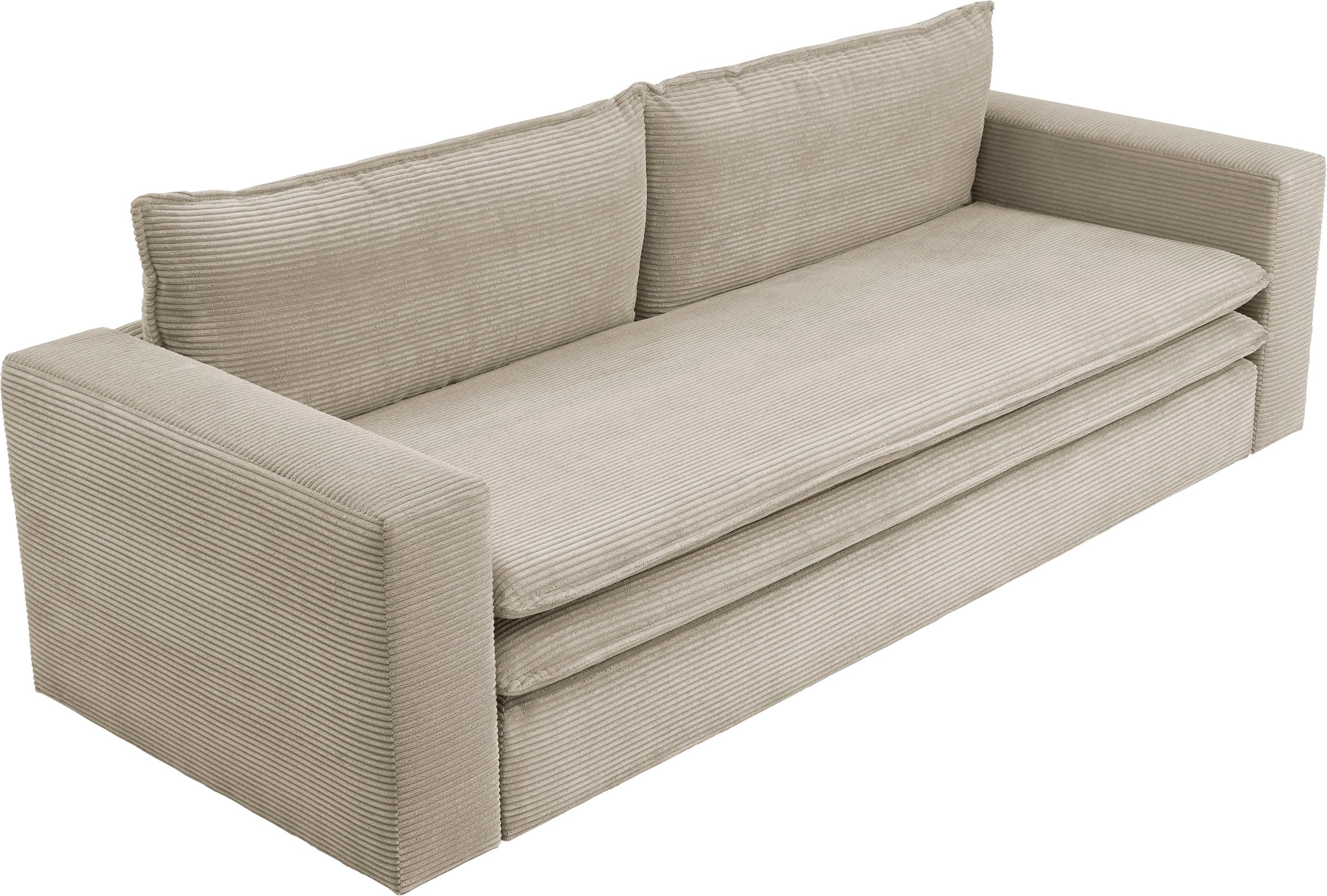 Places of Style 3-Sitzer »PIAGGE«, Cord-Bezug - mit Bettfunktion und Bettkasten, mit praktischem Topper
