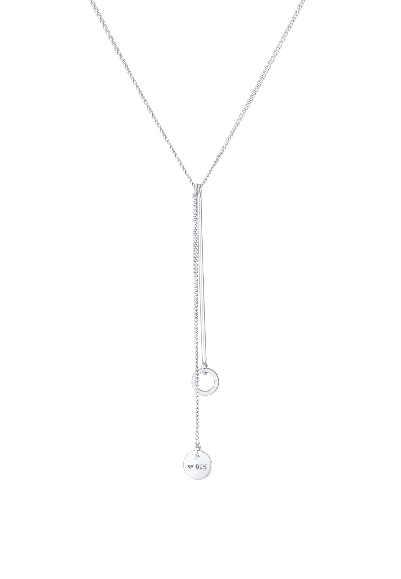 Elli Kette mit Anhänger »Halskette Y-Kette Kreis Plättchen Geo 925 Silber«