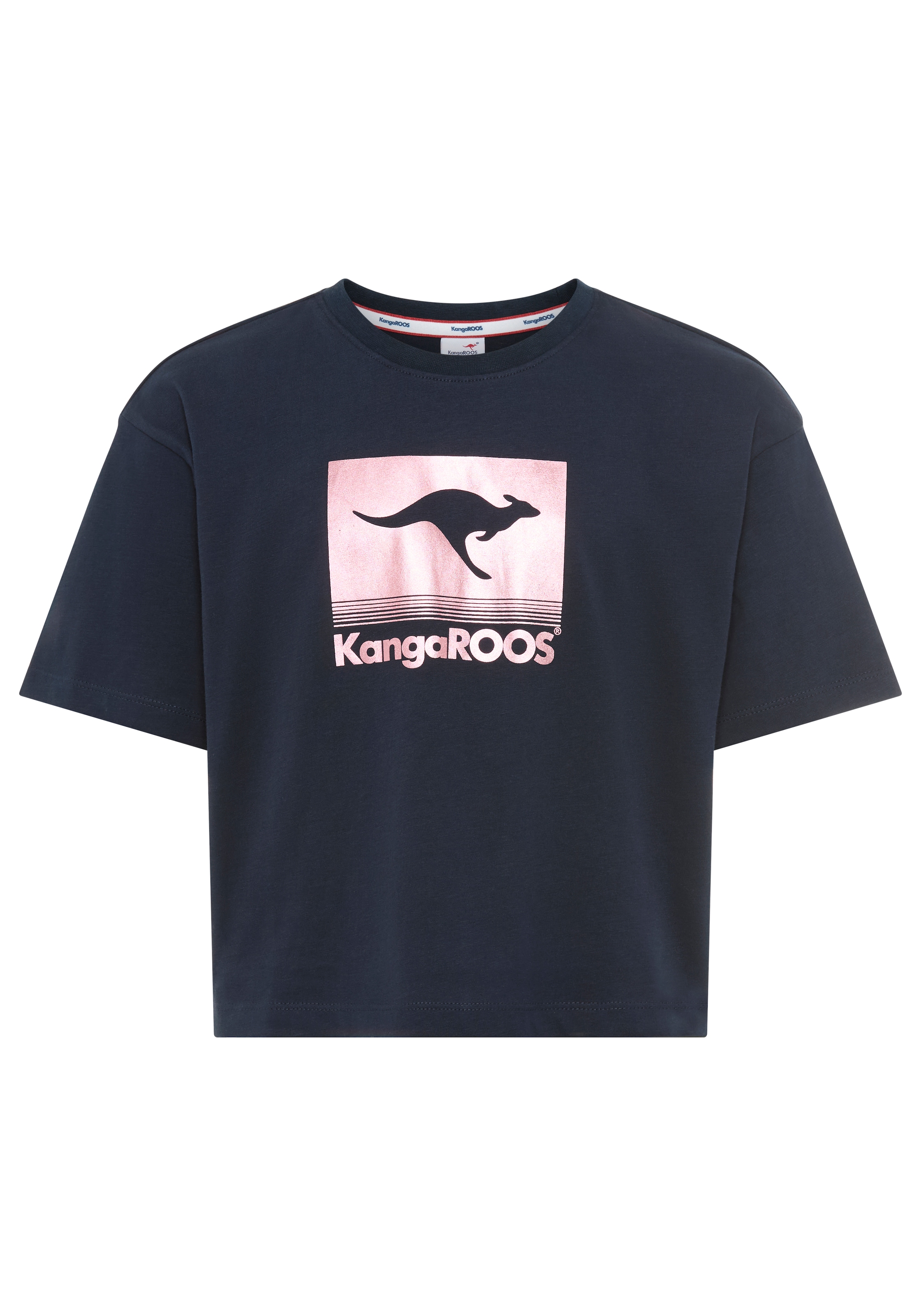 KangaROOS T-Shirt »Kurze Form mit Folienprint für Mädchen« bequeme Passform, Kurzarm, mit modischem Druck, aus Baumwolle