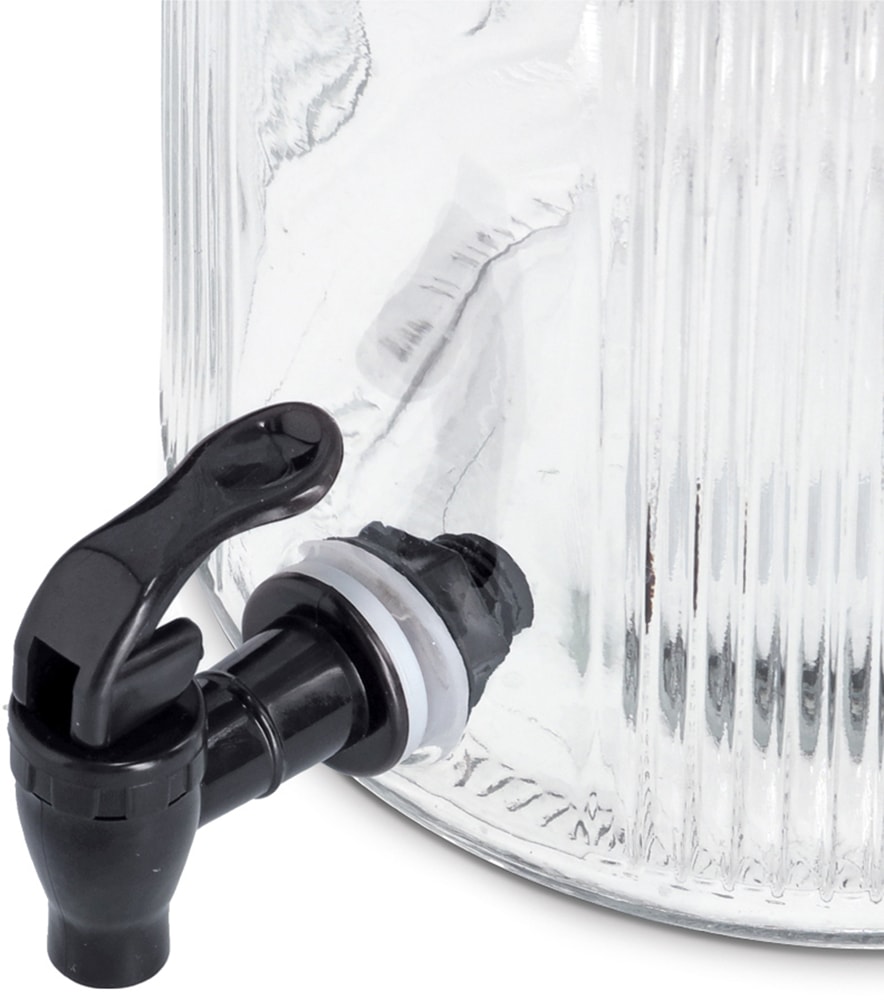 Zeller Present Getränkespender »Glas mit Zapfhahn, Glas/Metall« vielfältig einsetzbar, 3900 ml, Riffeloptik