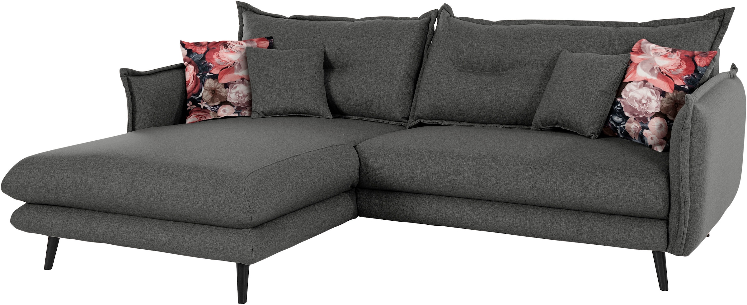 Home affaire Ecksofa »Lazio modern und bequem, schmale Armlehnen, tolle Detailverarbeitung« zwei verschiedene Fußfarben wählbar