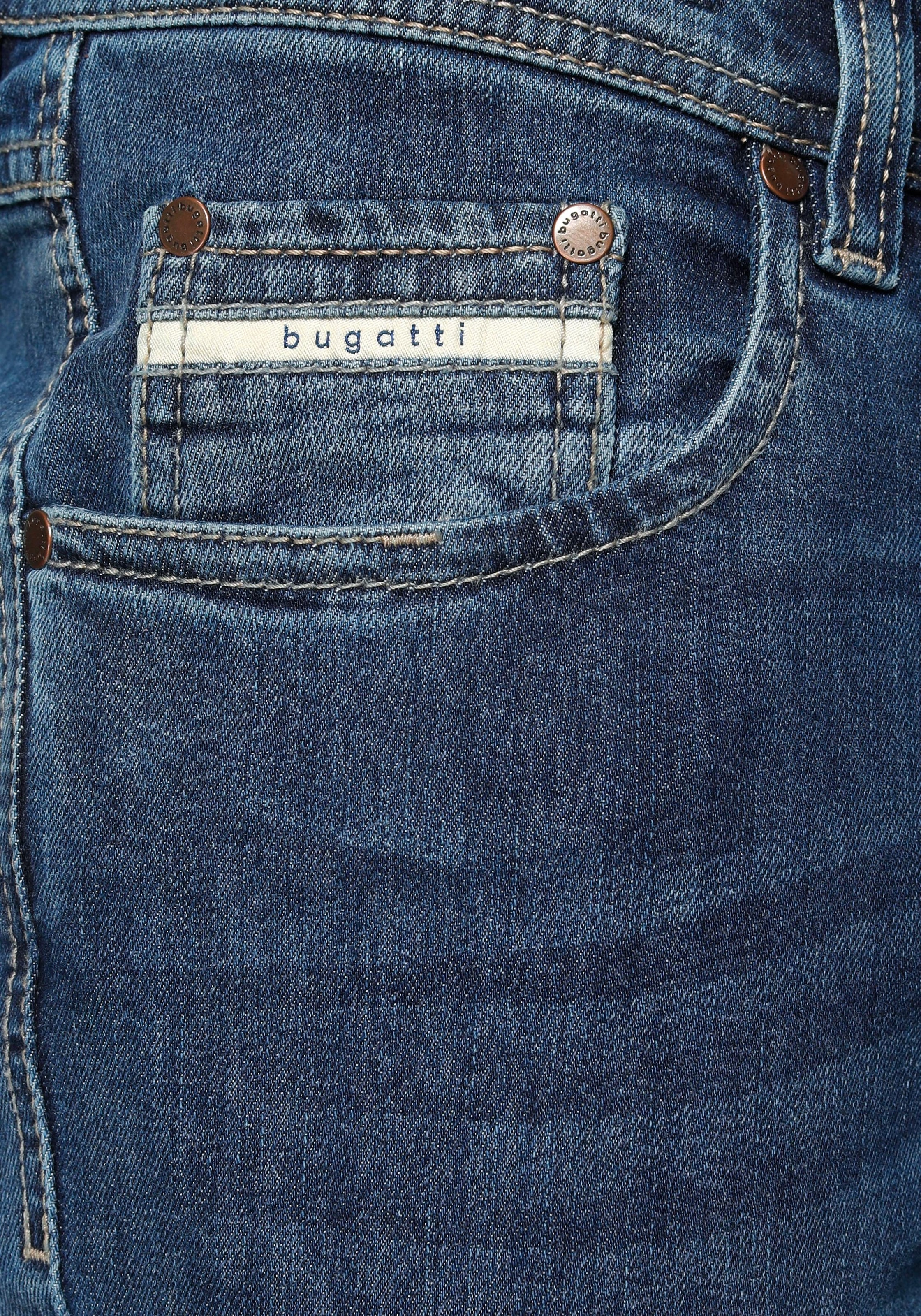 bugatti 5-Pocket-Jeans, Gürtelschlaufenbund mit Zip-fly