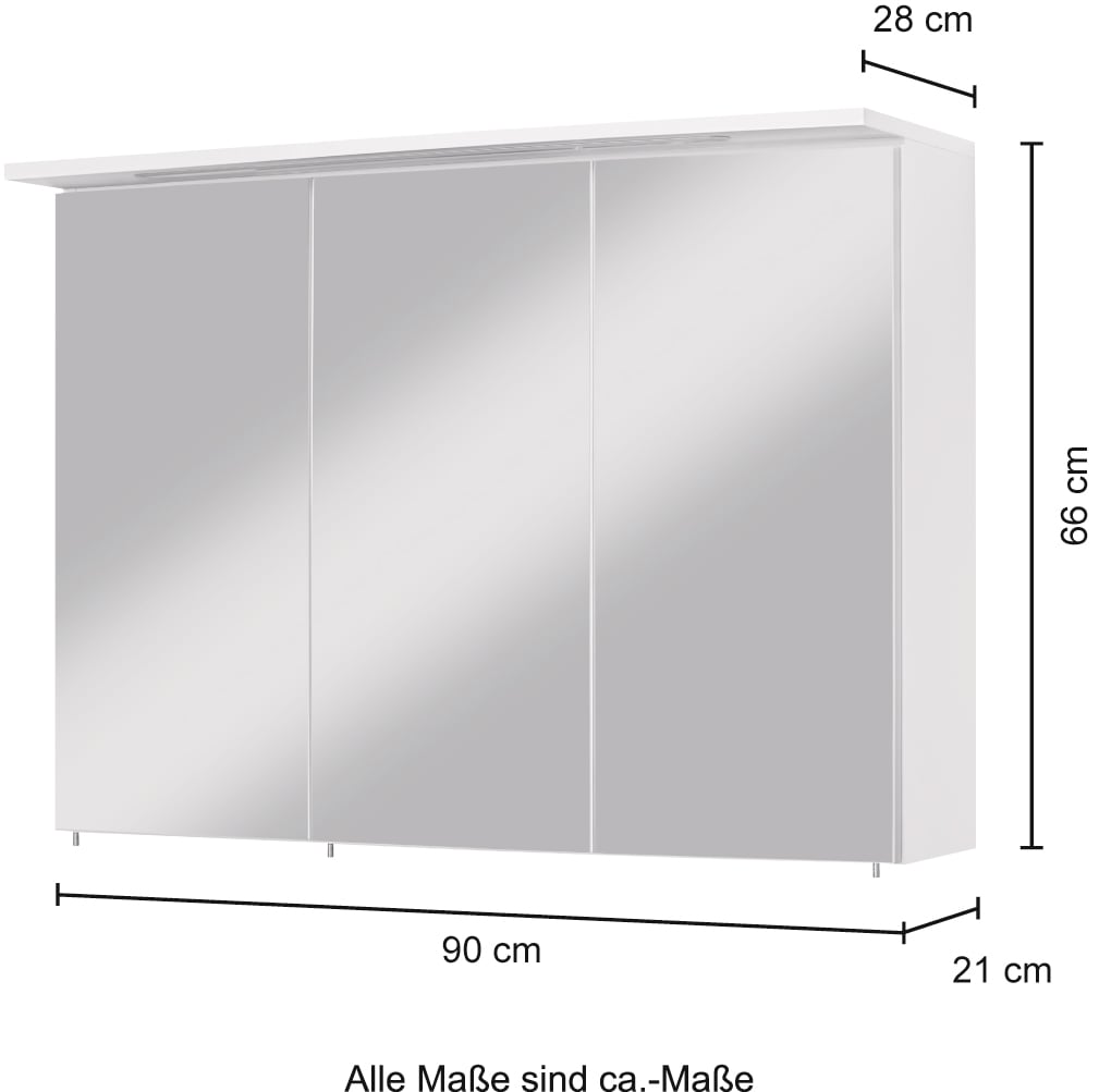 welltime Spiegelschrank »Flex«, Breite 90 cm, mit 3D-Spiegeleffekt