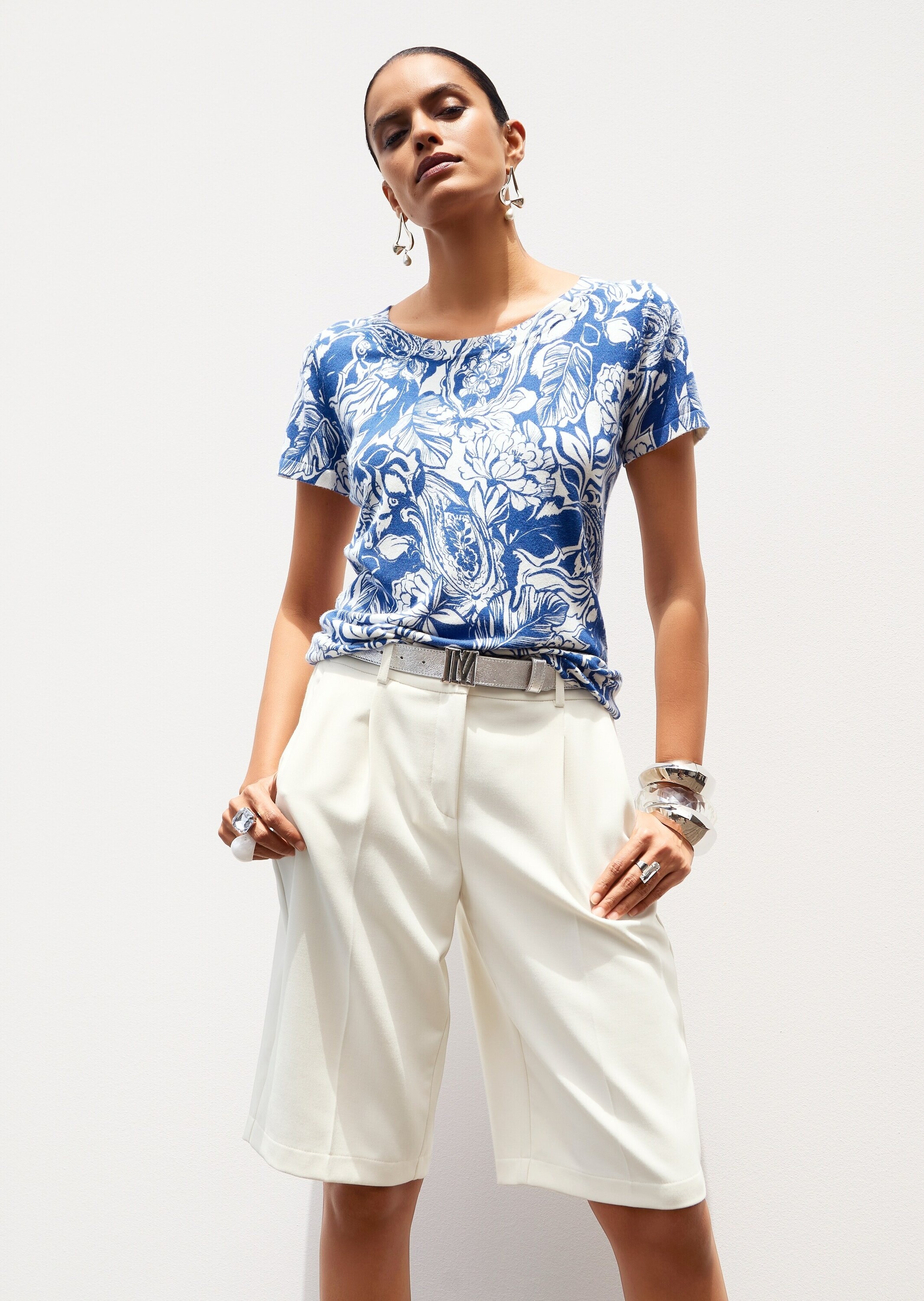 MADELEINE Longpullover »Feinstrickpullover Viskoseshirt mit floralem Muster« Floraler Alloverdruck