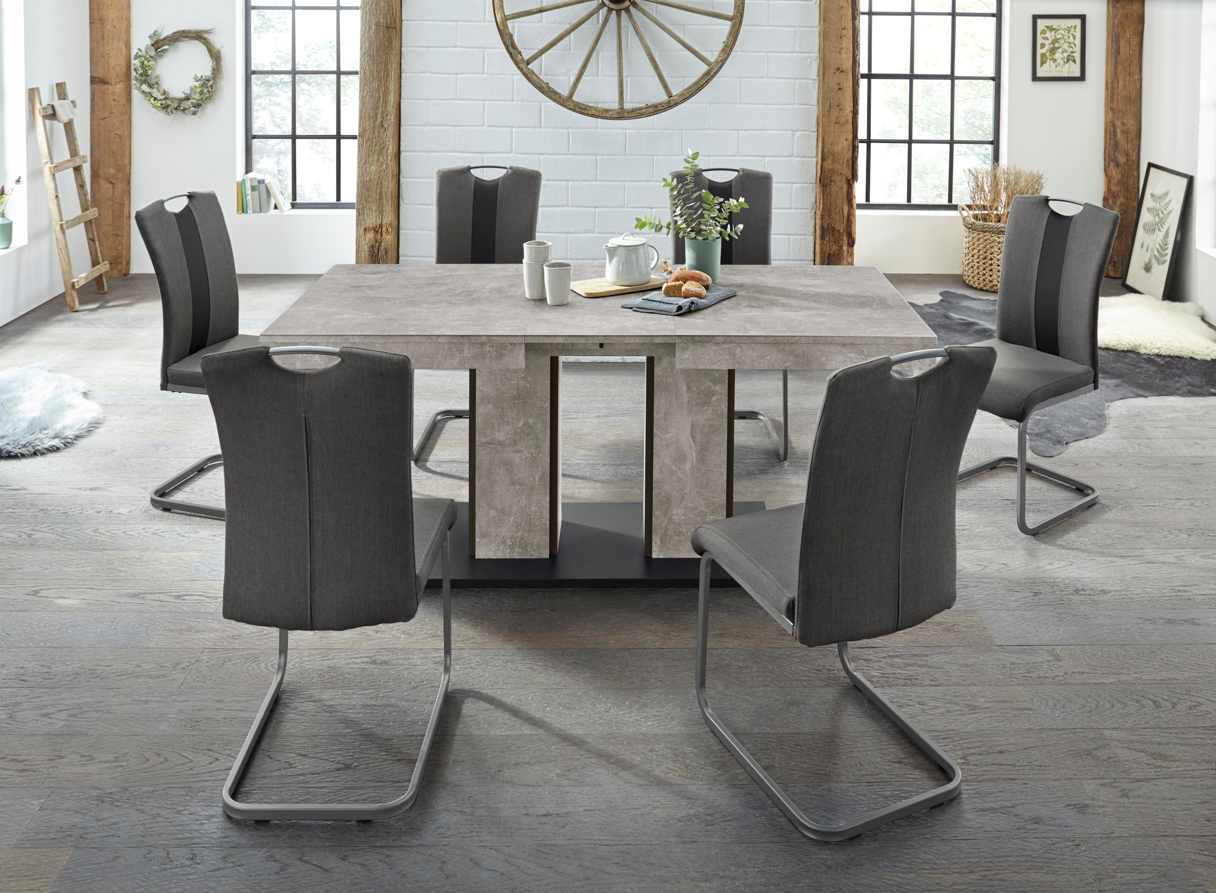 HELA Essgruppe »ROSE«, (Set, 5 tlg.), bestehend aus einem Tisch 140-180 cm  und 4 Stühlen auf Rechnung bestellen | Essgruppen