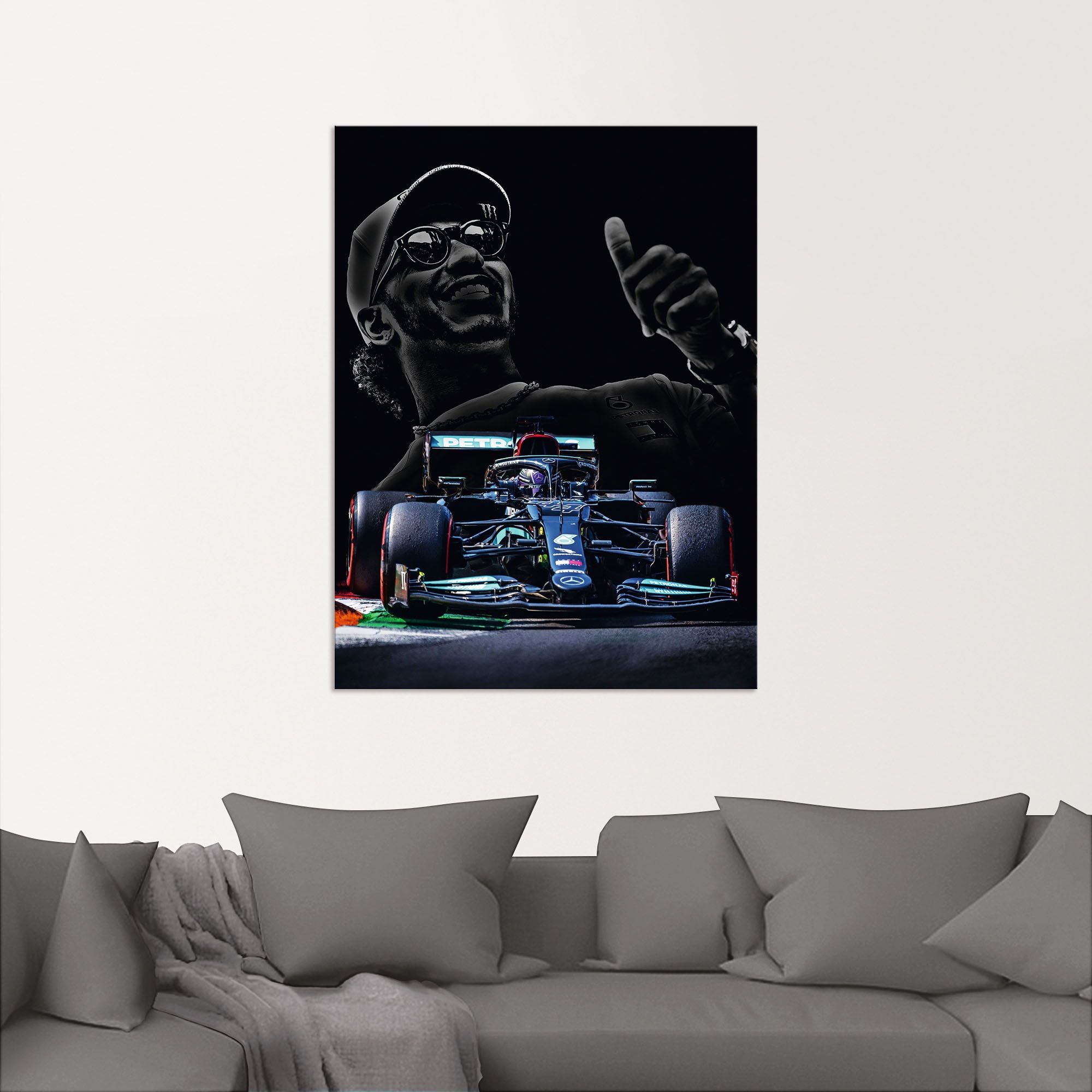Artland Wandbild »Lewis Hamilton - Hammertime«, Bilder von Männern, (1 St.), als Alubild, Leinwandbild, Wandaufkleber oder Poster in versch. Größen