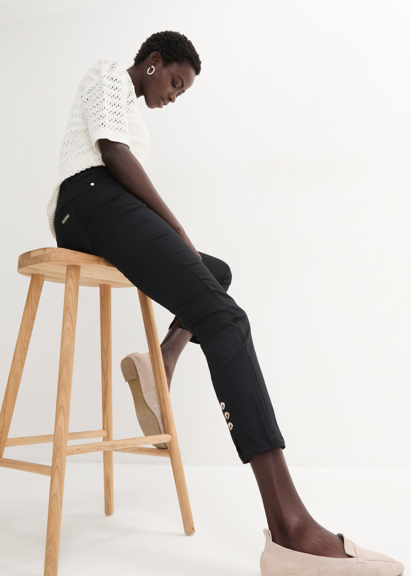 bonprix Stretch-Hose »Stretchhose aus Baumwolle«  aus Baumwolle, Polyester und Elasthan, Slim Fit Passform, 7/8-Länge