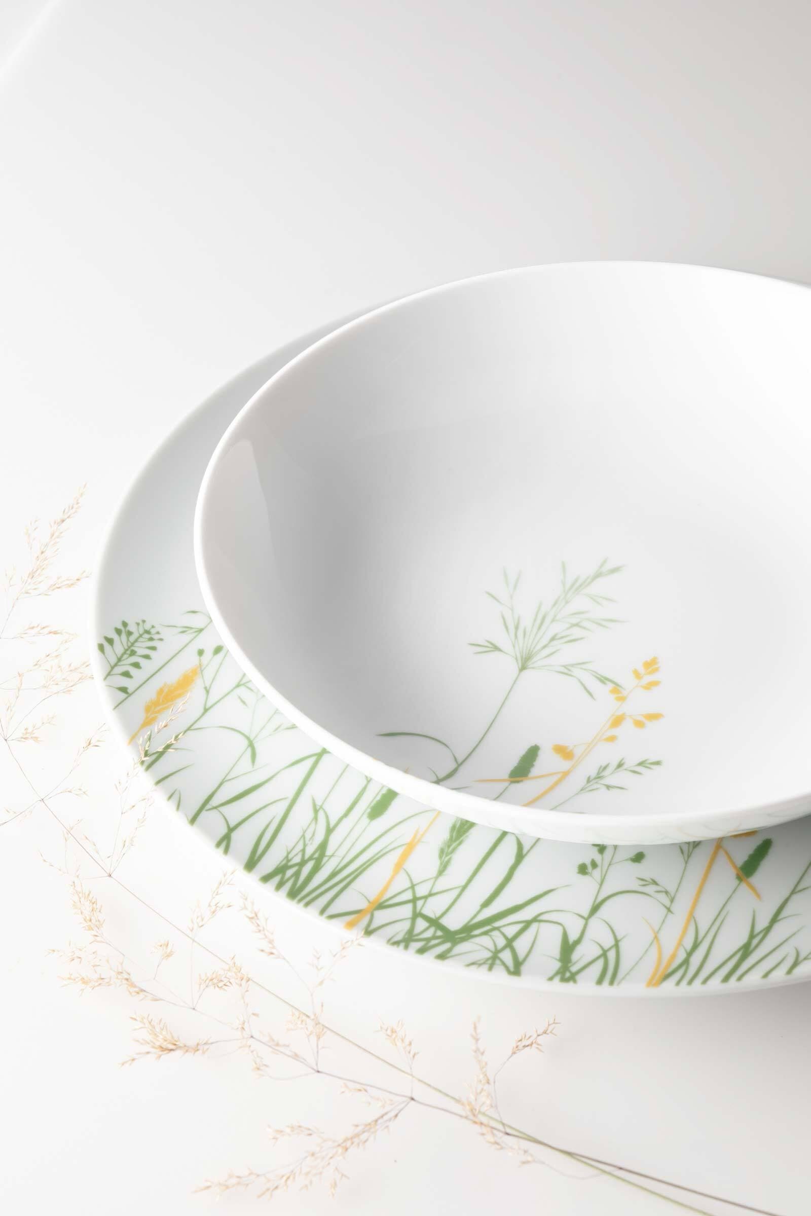 Seltmann Weiden Geschirr-Set »Kaffeeservice Liberty Meadow Grasses 18er Set gelb« Spülmaschinenfest, Mikrowellensicher, Ofenfest