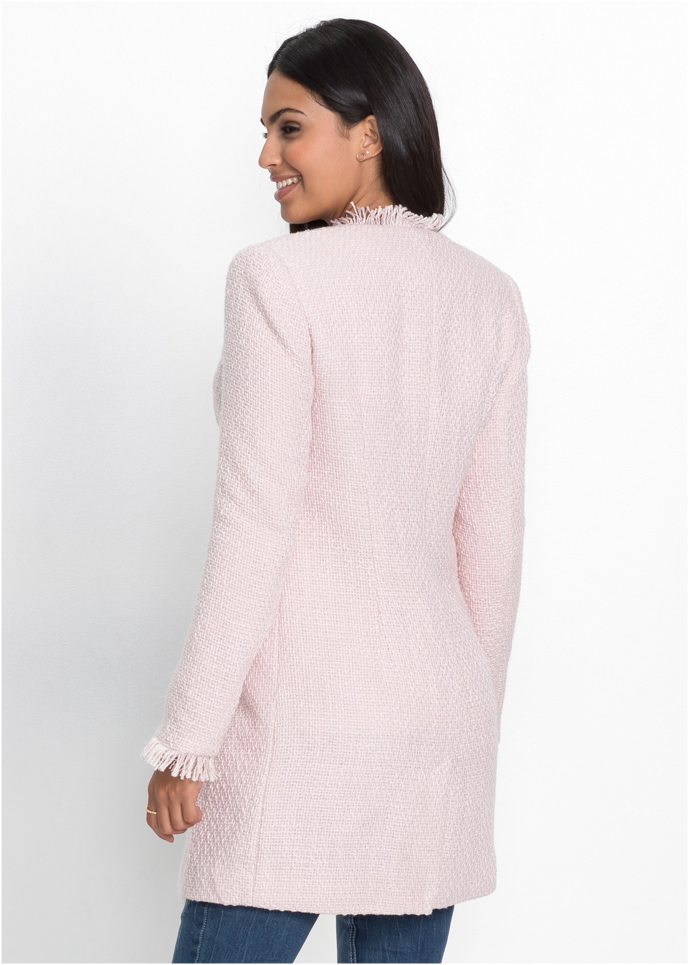 bonprix Longblazer 1 eleganter Bouclé-Look, Regular Fit, mit langem Arm