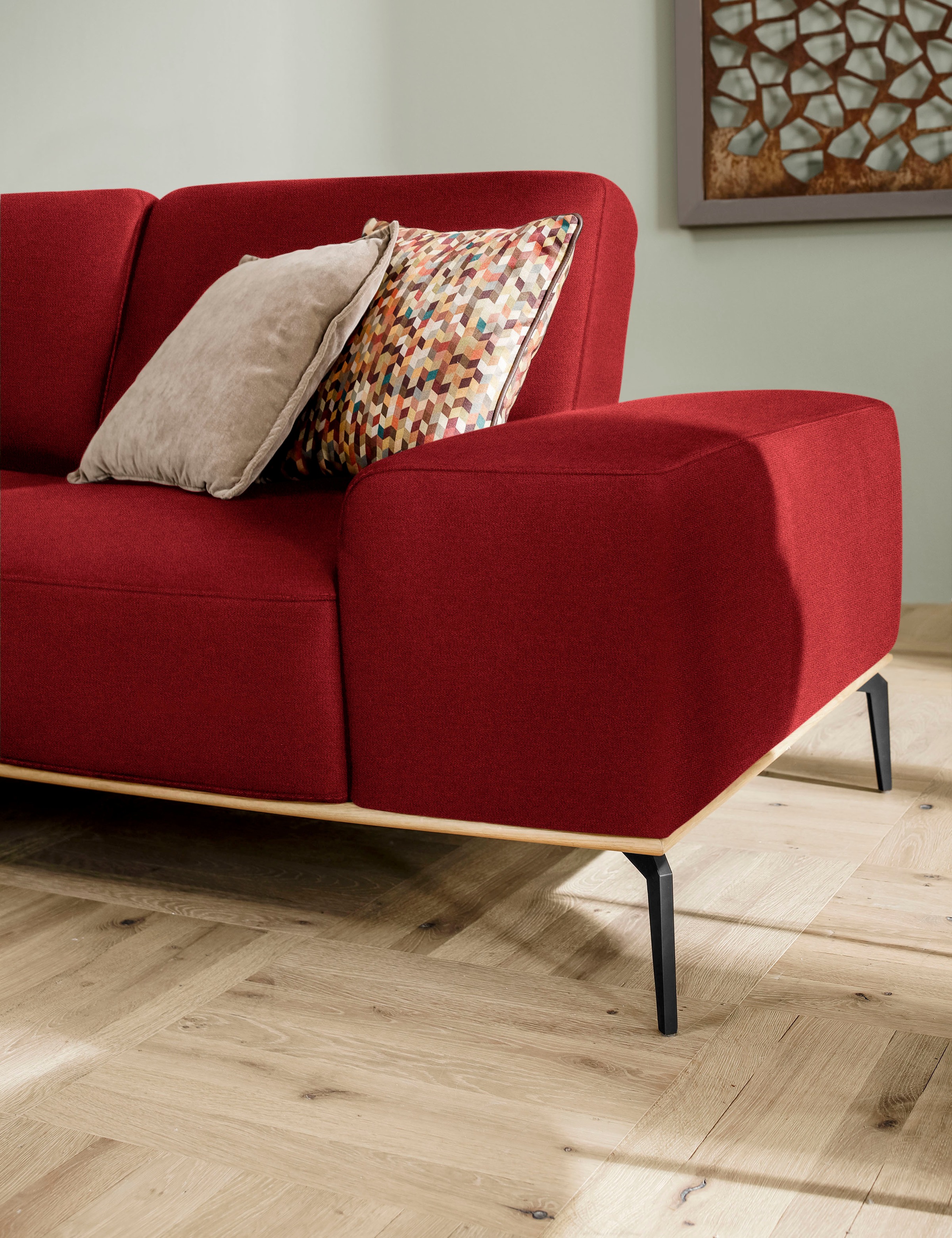 W.SCHILLIG Ecksofa »run, Designsofa mit tollem Sitzkomfort, bequem, L-Form«, mit Holzsockel, Füße in Schwarz pulverbeschichtet, Breite 299 cm