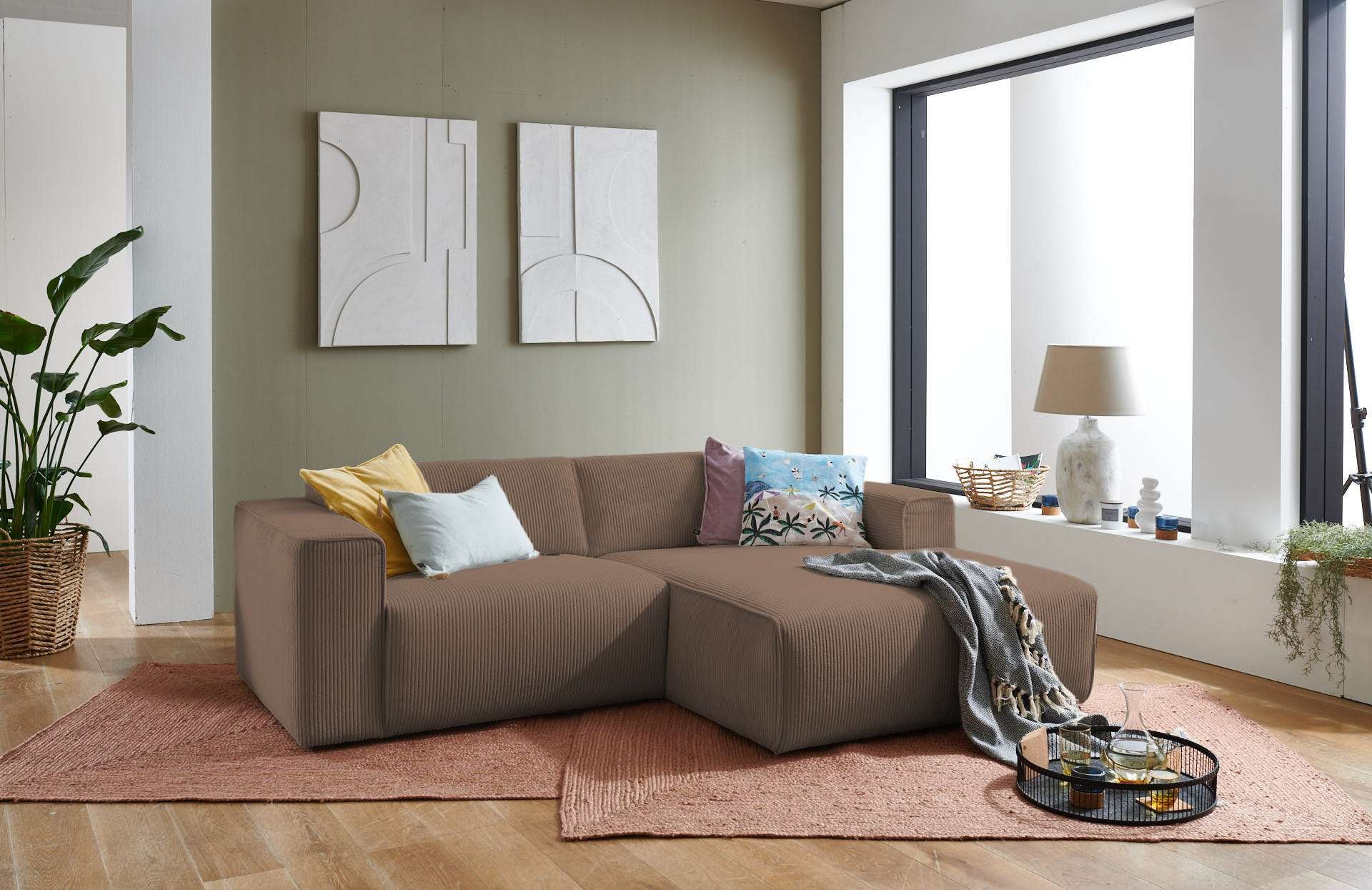 Ecksofa »Noord«, mit Kedernaht, Breite 234 cm, Cord, Struktur