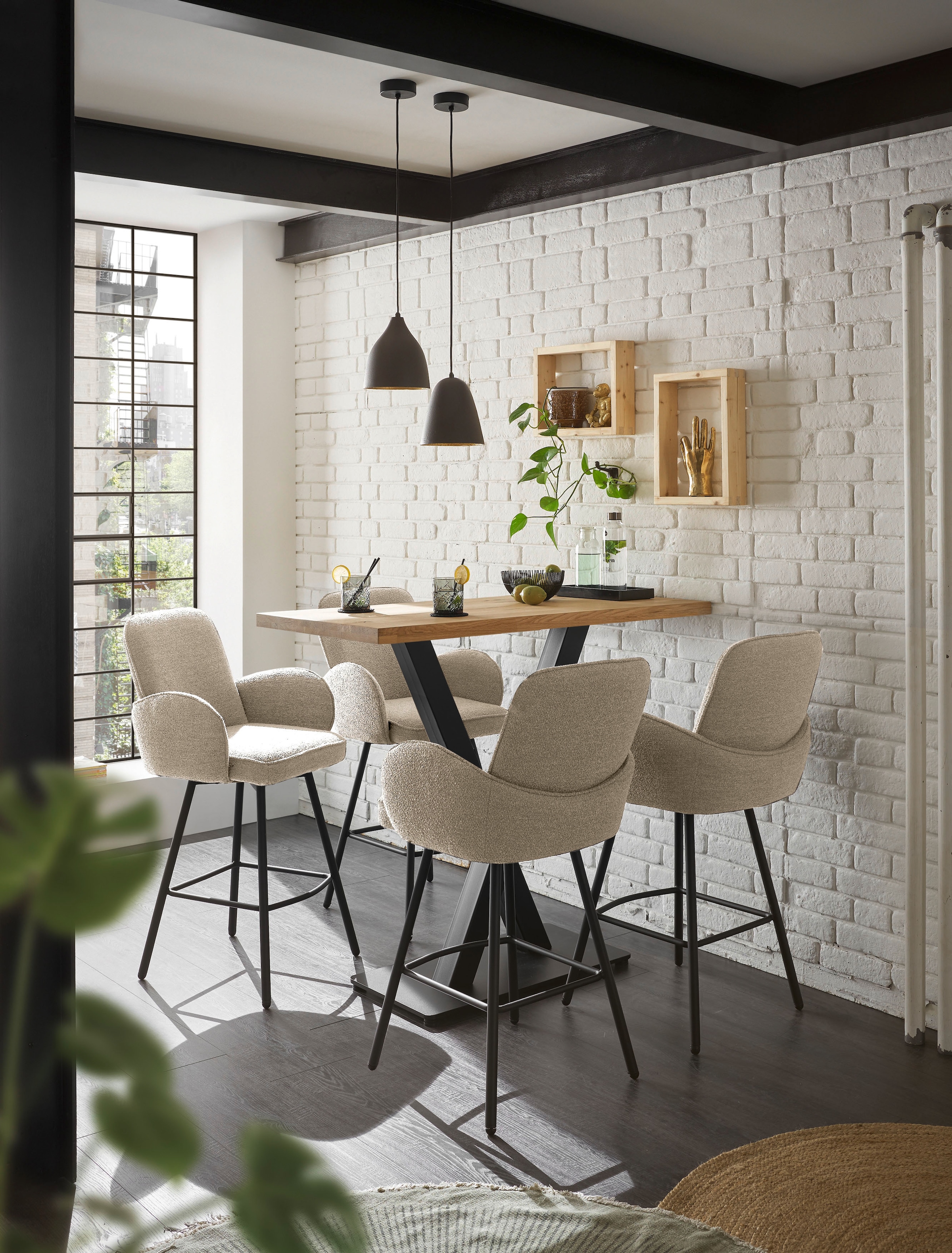 Stolkom Bartisch »Duke Eiche Massivholz geölt, Hochtisch BxHxT 120x104x60 cm«, Gerade Kante, Eiche Massivholz geölt durchgehende Lamelle
