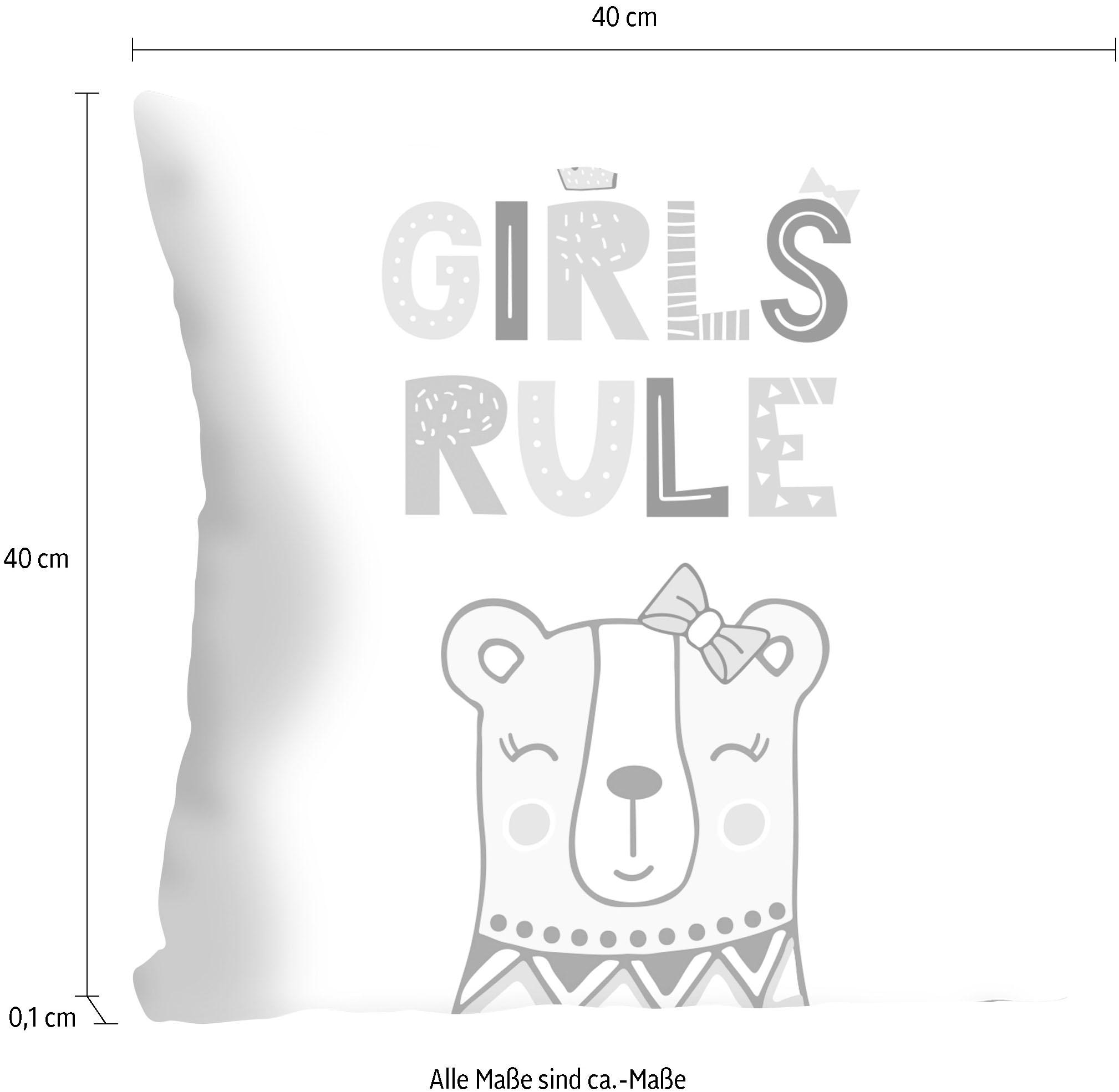 queence Dekokissen »»Girls rule««, Kissenhülle ohne Füllung, 1 Stück