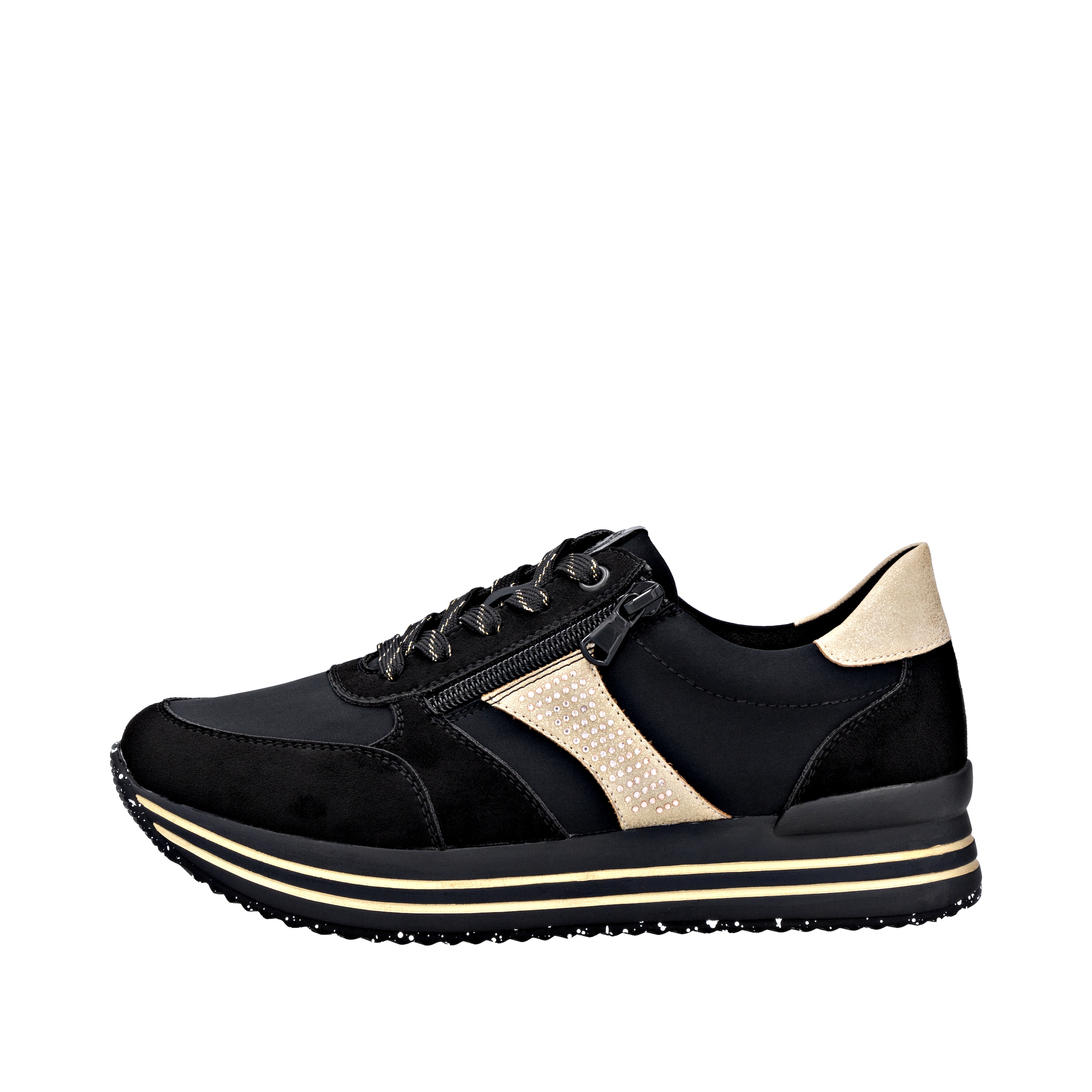 Remonte Sneaker  Schnürschuh, Halbschuh, Plateausneaker mit Schmucksteinchen