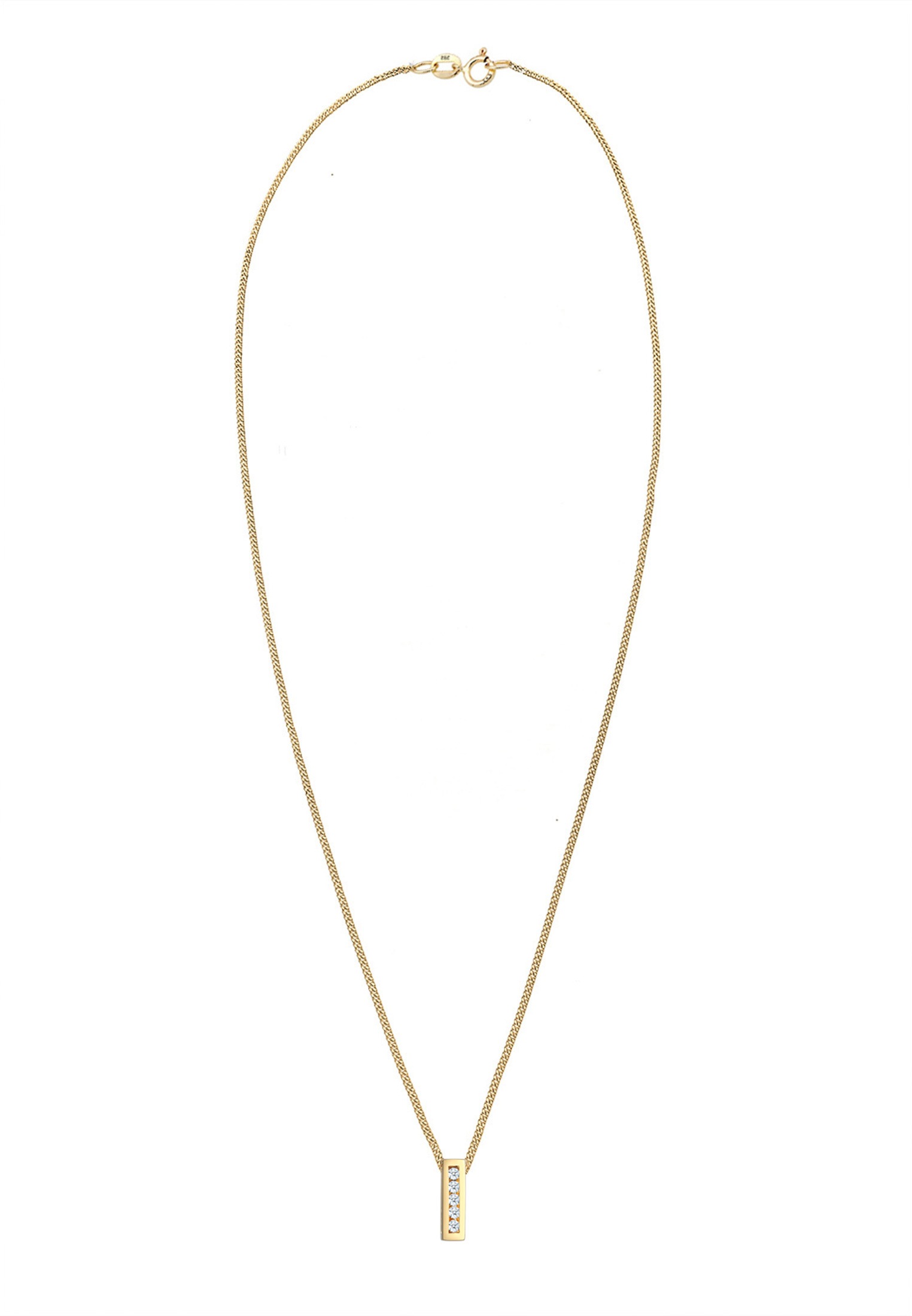 Elli DIAMONDS Silberkette »Halskette Anhänger Diamanten Weiß Brillantschliff (0.075 ct) 585 Gelbgold«