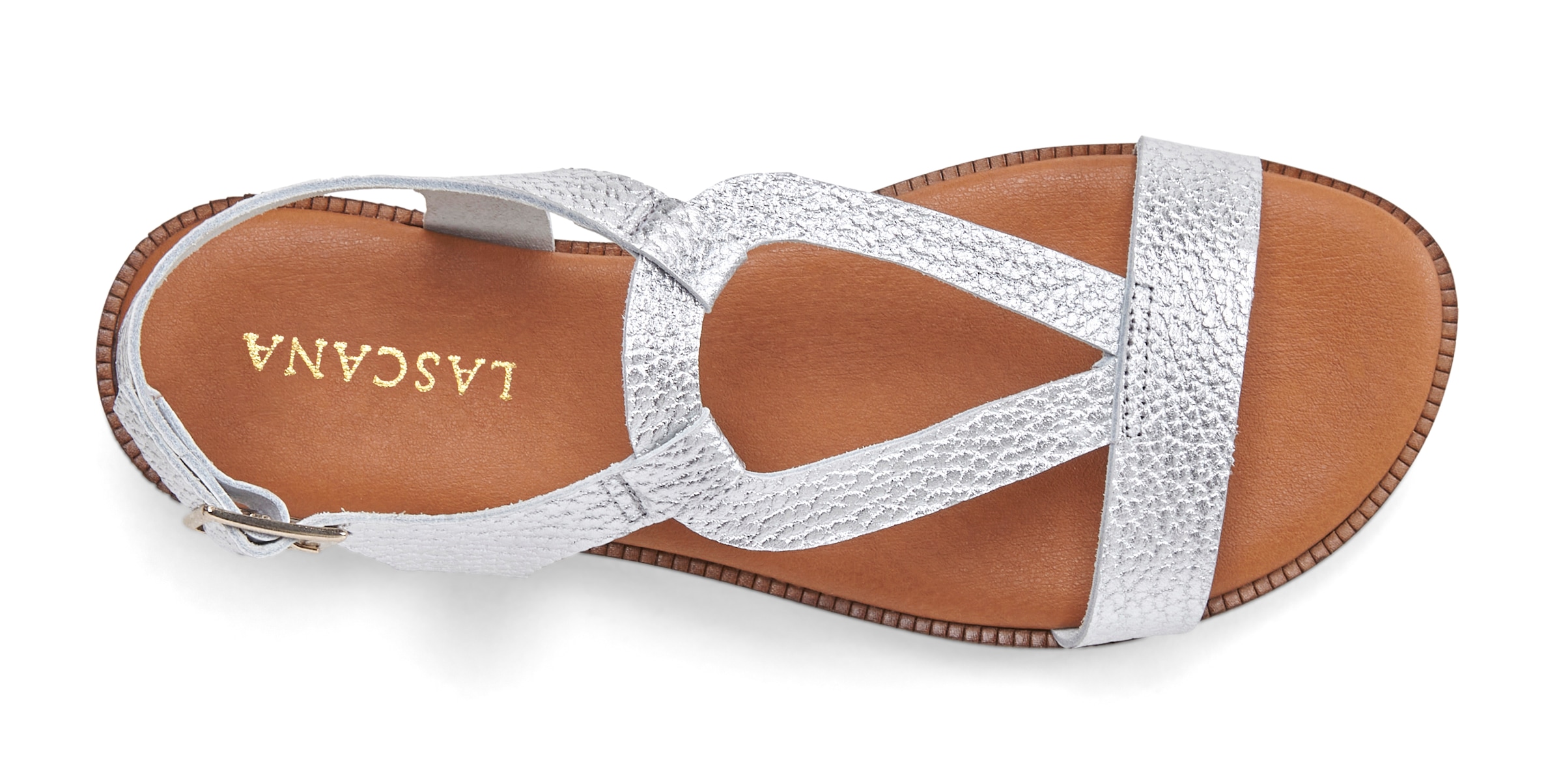 LASCANA Sandale »Sommerschuh«  Sandalette, Sommerschuh aus hochwertigem Leder im Metallic-Look