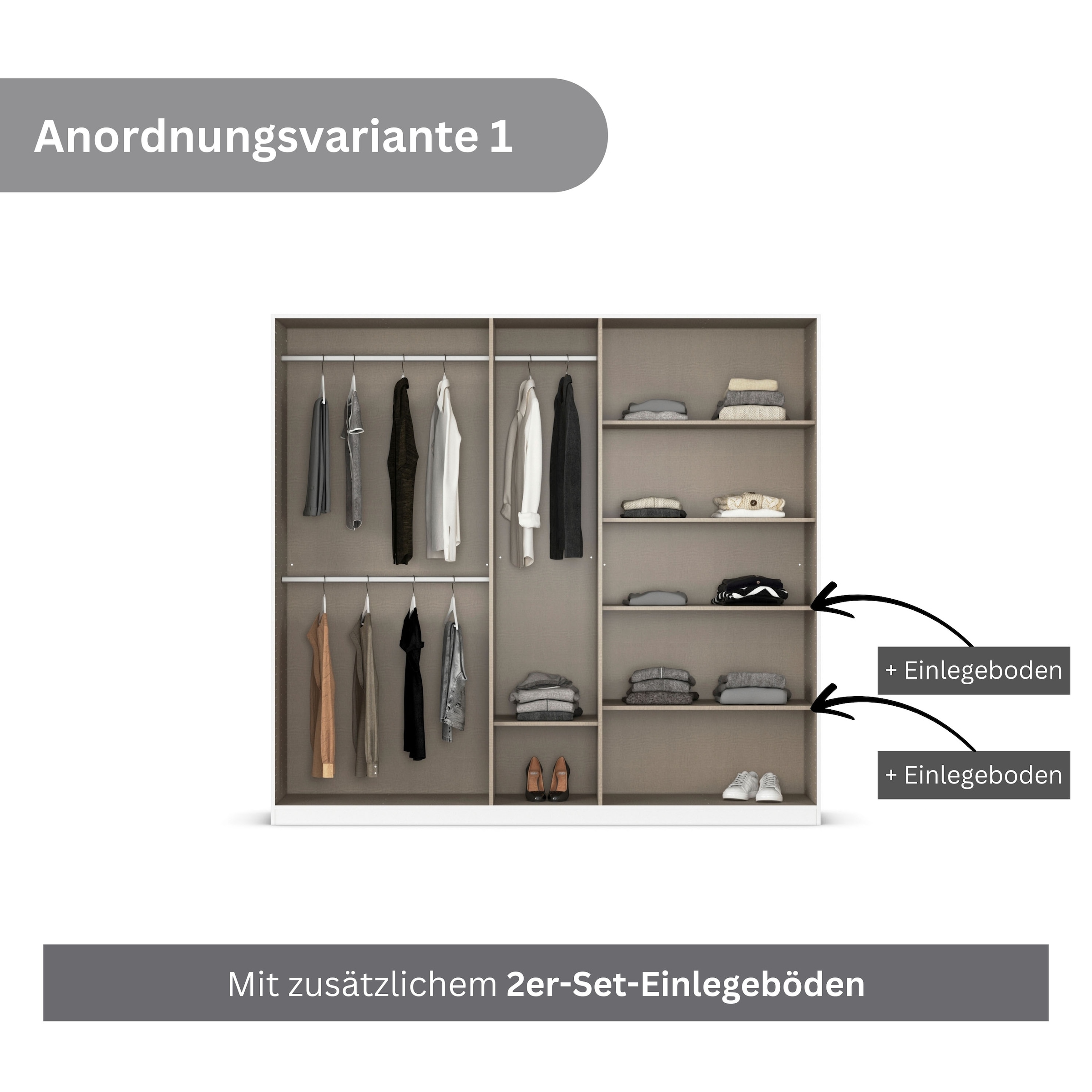 rauch Drehtürenschrank »Kleiderschrank Schrank Garderobe AGORDO mit Dekor- oder Hochglanzfront«, (in zwei Griff-Farben), durchdachte Innenausstattung, in 6 Breiten und 2 Höhen MADE IN GERMANY