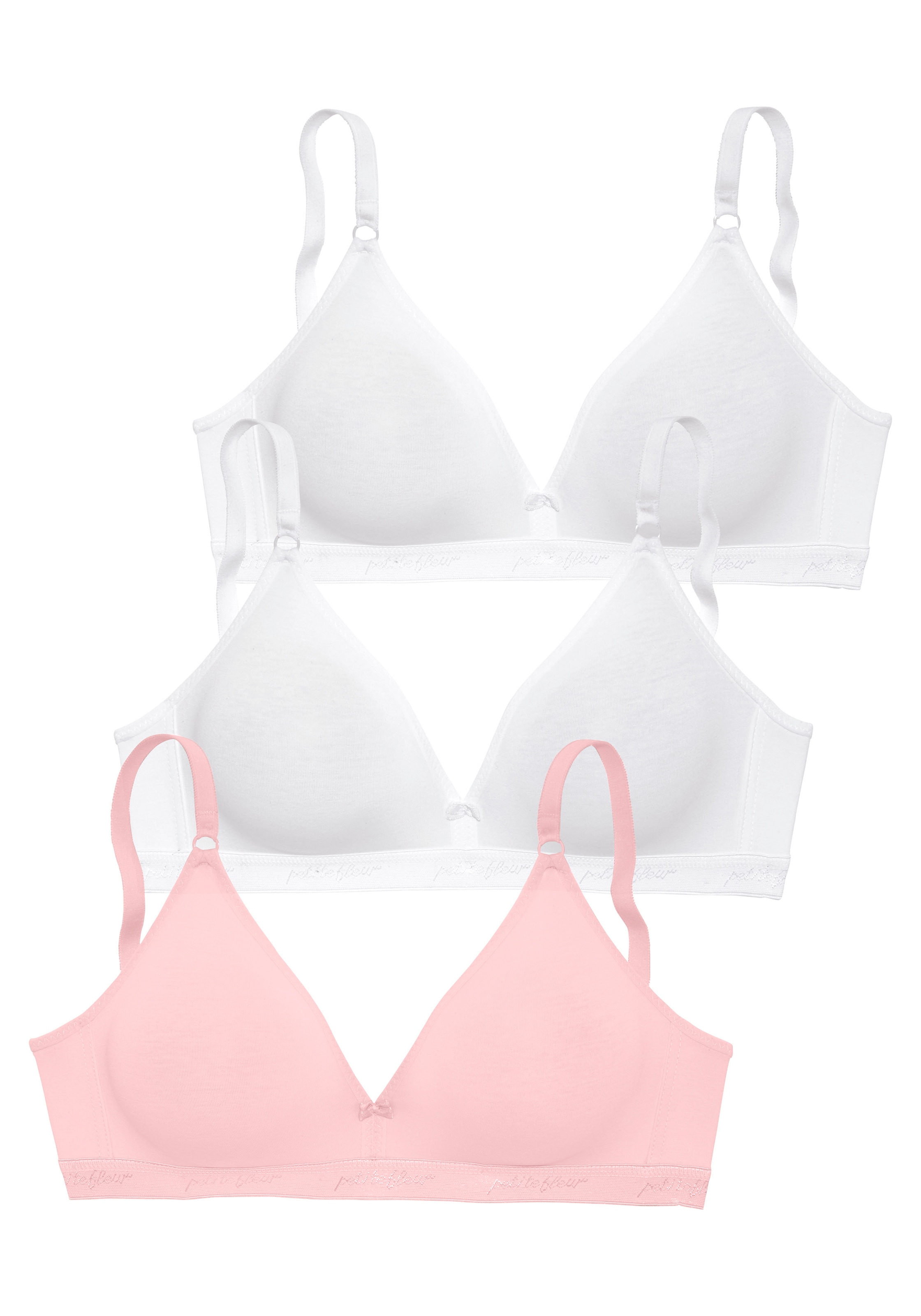 petite fleur Bralette-BH Packung, 3 Stück,  ohne Bügel im Triangel-Schnitt aus Baumwolle,