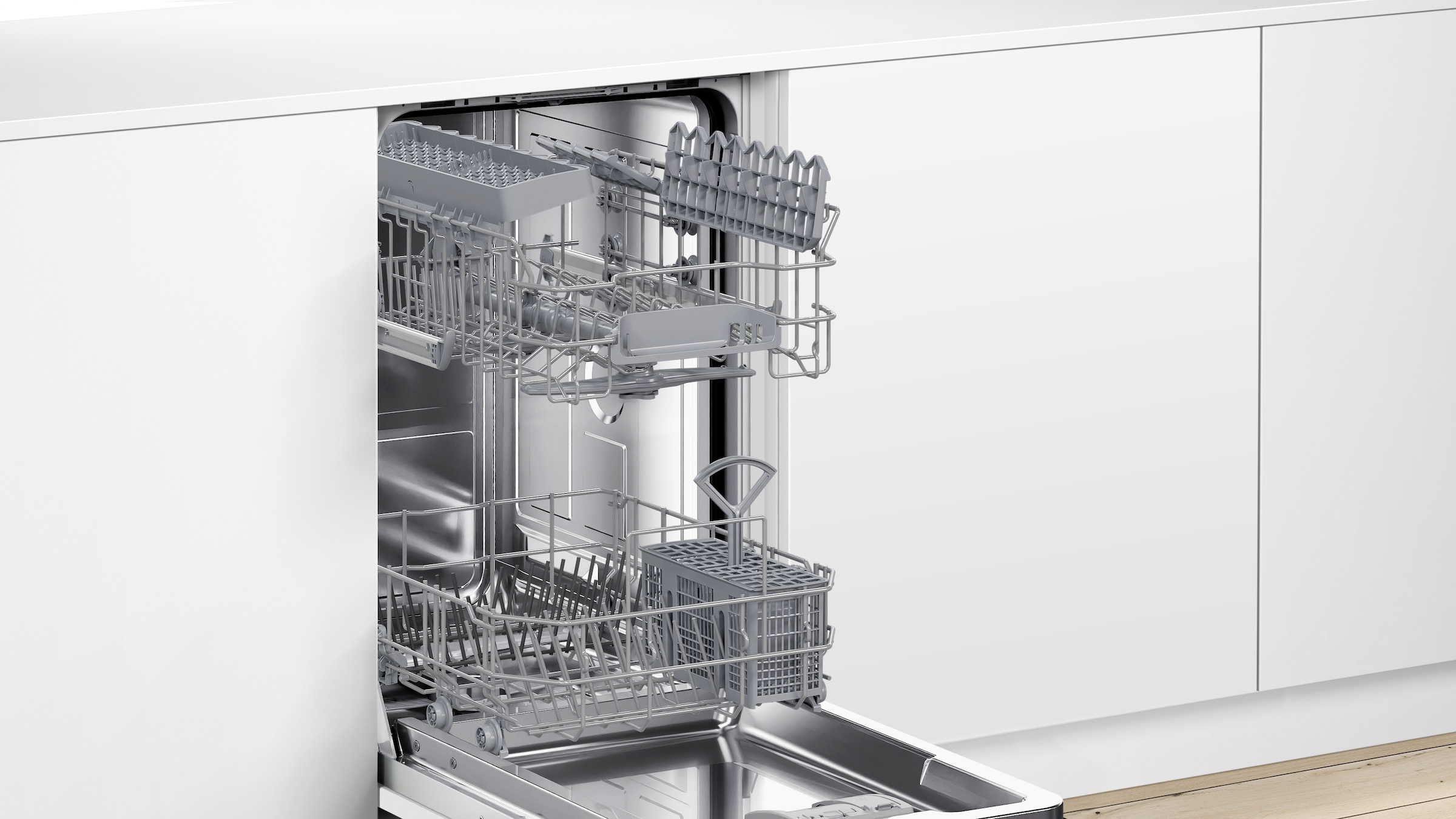 BOSCH vollintegrierbarer Geschirrspüler Serie 2 »SPV2HKX02E« 10 tlg. Maßgedecke Extra Dry für gründliches Trocknen und höhenverstellbarer Oberkorb