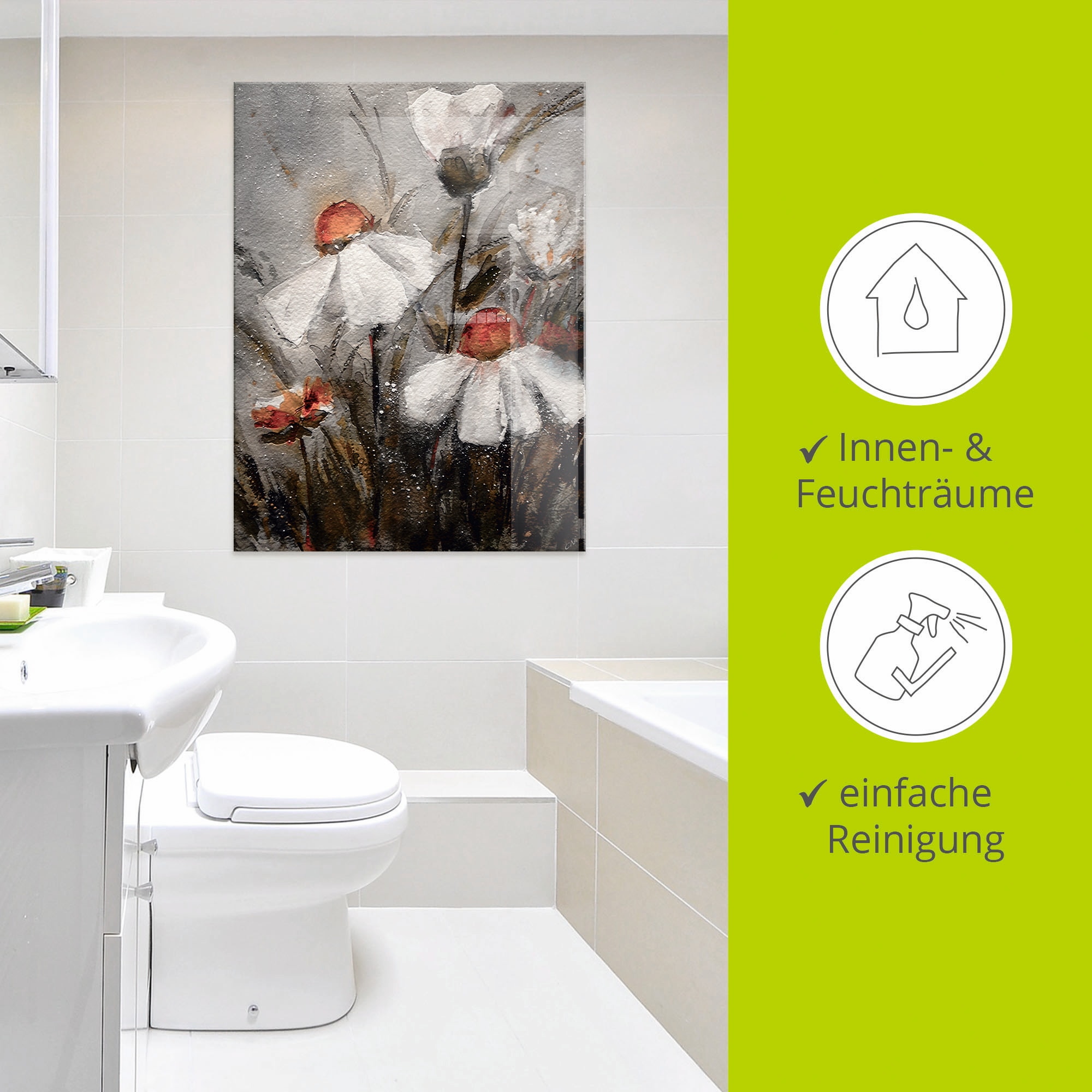 Artland Glasbild »Margeriten I« Blumen 1 Stk. tlg. in verschiedenen Größen